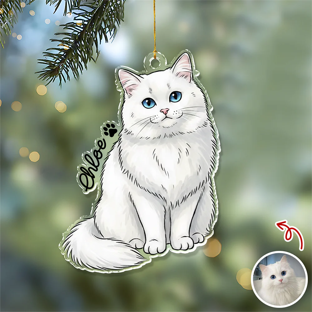 Custom Cute Cat Photo Portrait Christmas Decoration Acrylic Ornament LM32 895715 - Image 3