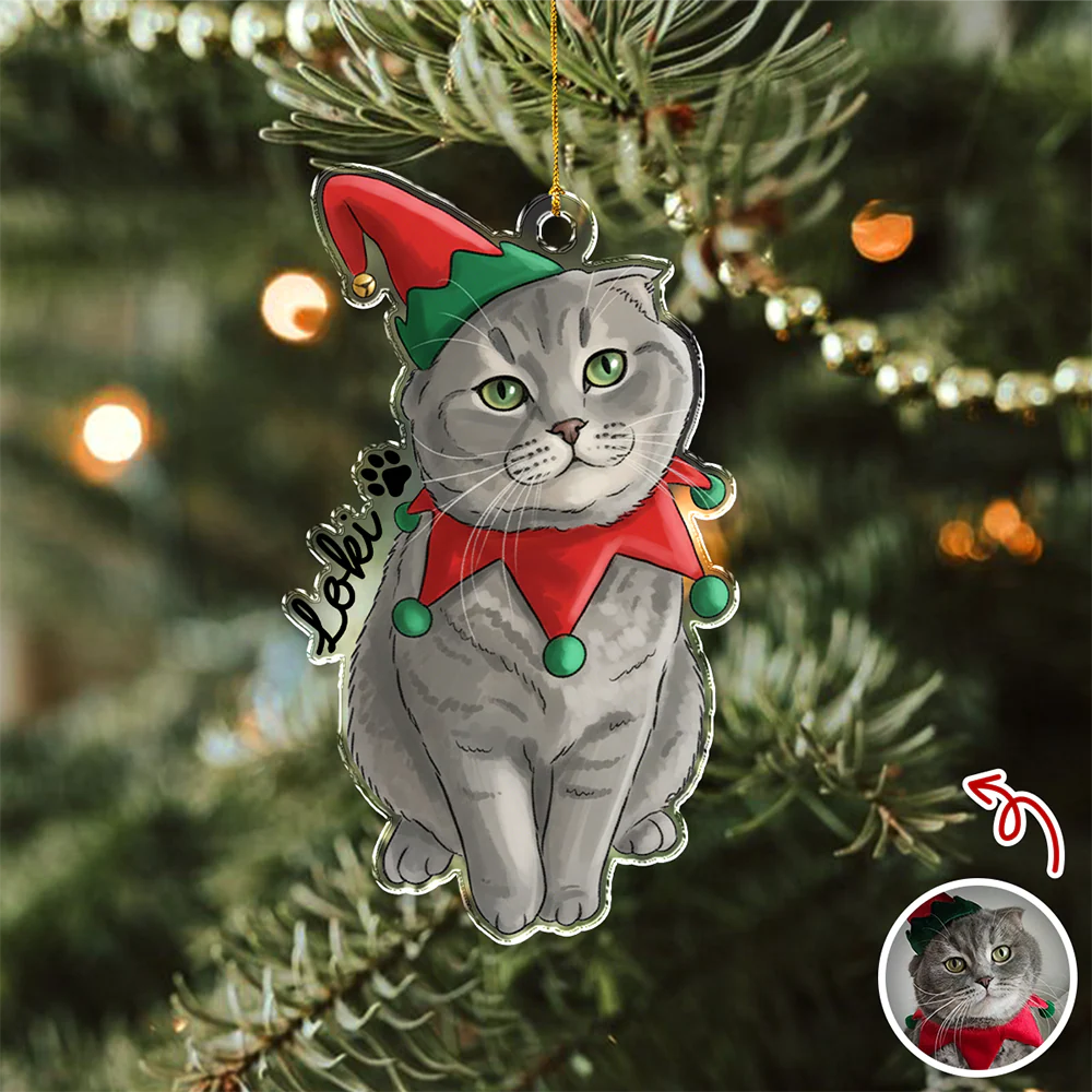 Custom Cute Cat Photo Portrait Christmas Decoration Acrylic Ornament LM32 895715 - Image 4