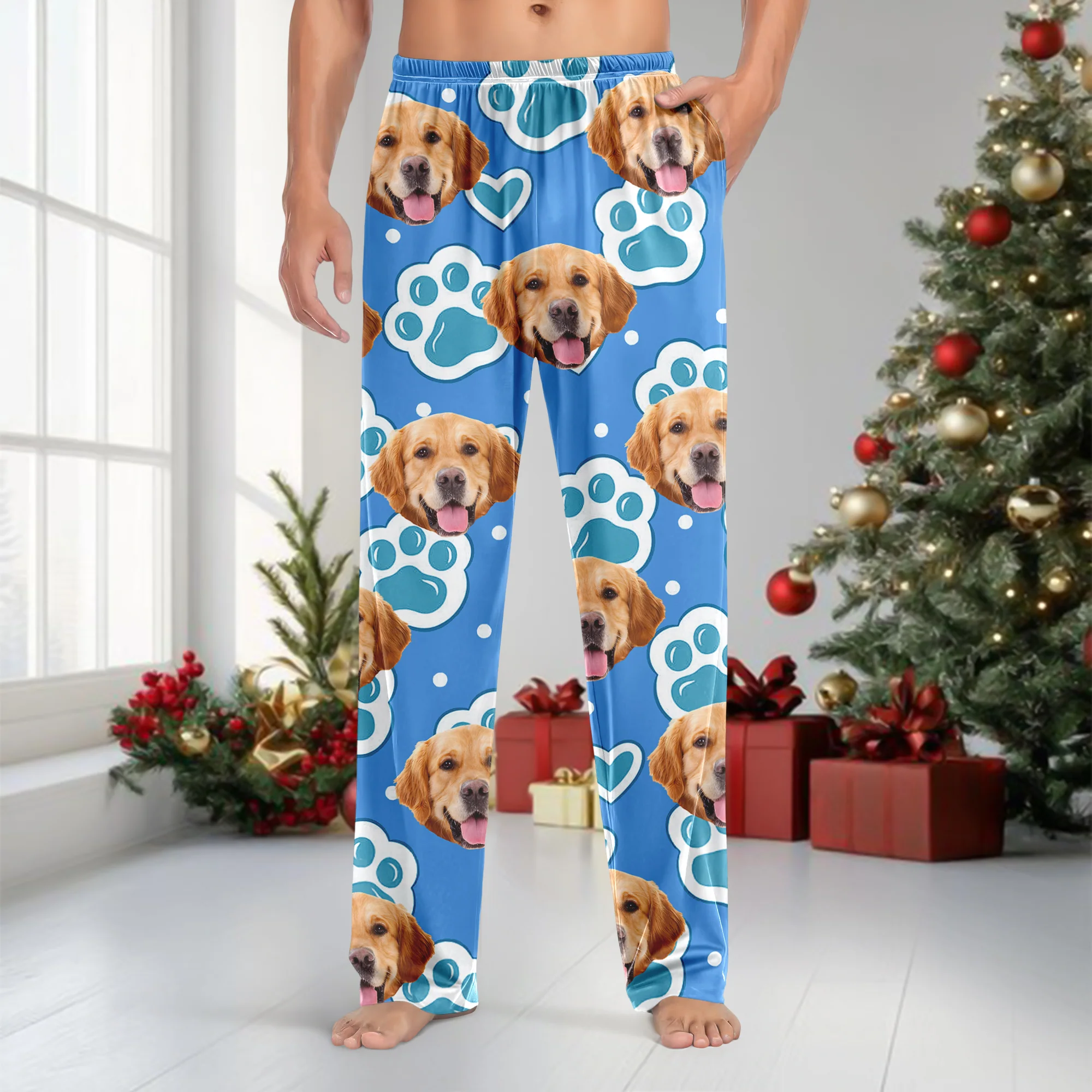 Custom Cute Dog Cat Face Pink Heart Pawprints Design Sweatpants LM32 897411 - Image 6