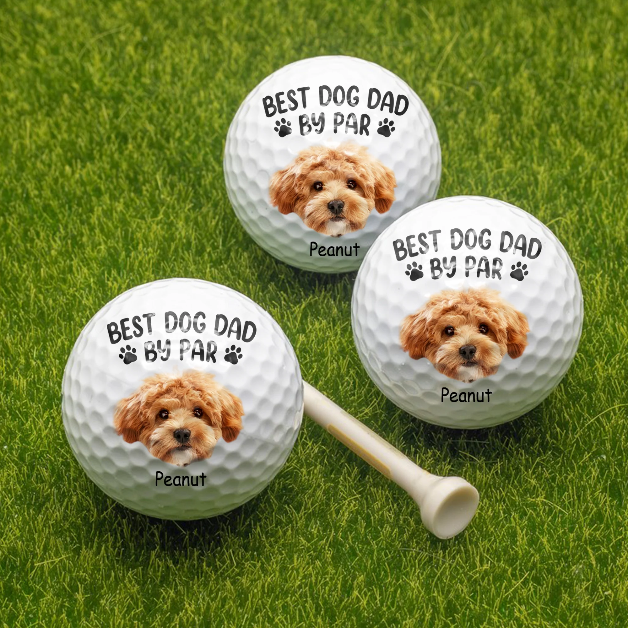 Custom Cute Pet Face Best Dog Dad By Par Golf Ball LM32 893473 - Image 4