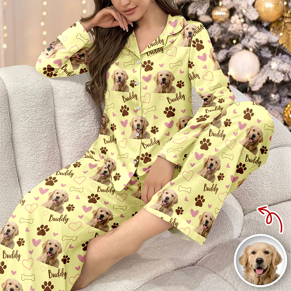 Custom Cute Dog Face Lovely Pattern Christmas Pajamas For Dog Lovers LM32 895725 - Image 2