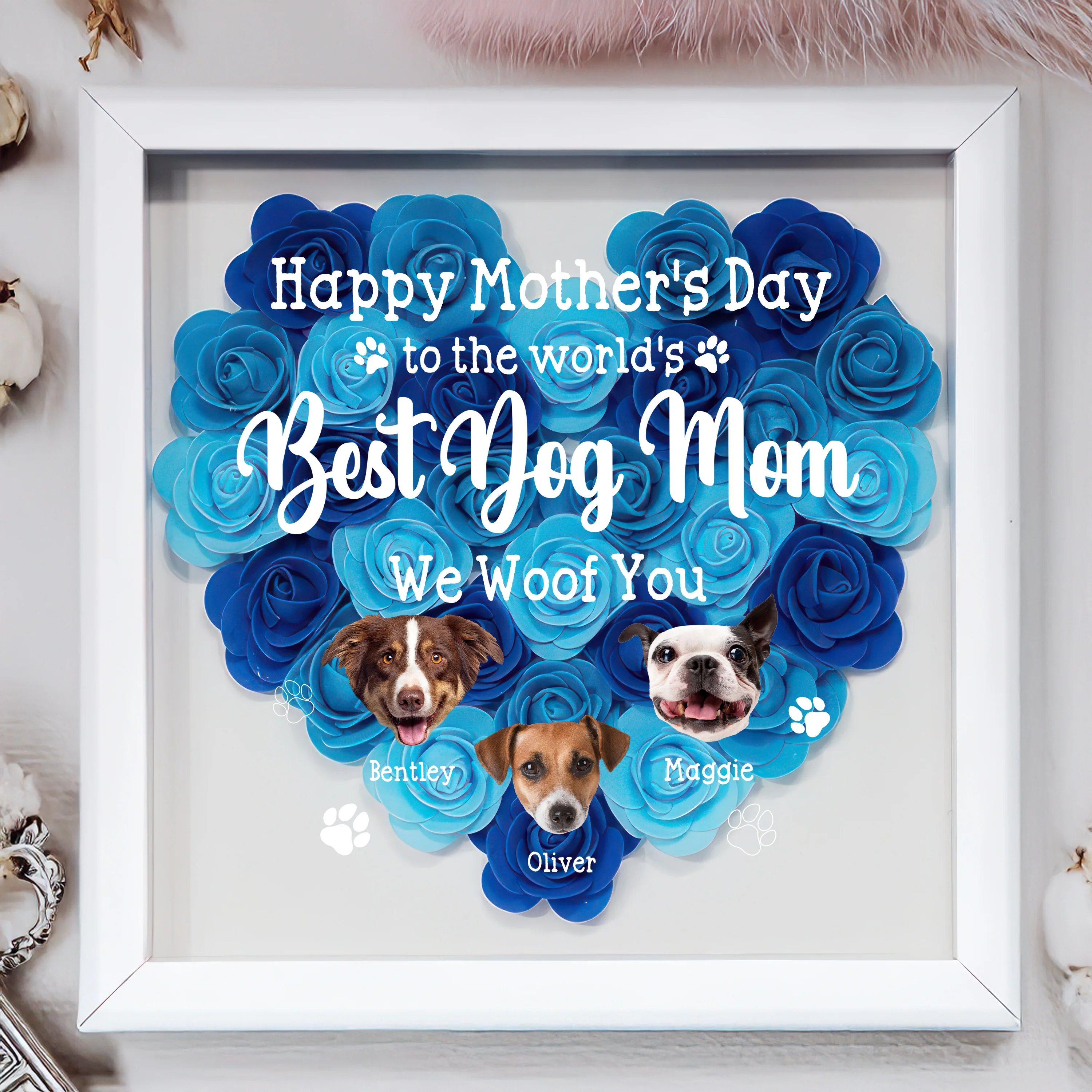 Custom Cute Dog Face To Dog Mom Heart Flower Shadow Box For Mother's Day LM32 893275 - Image 8