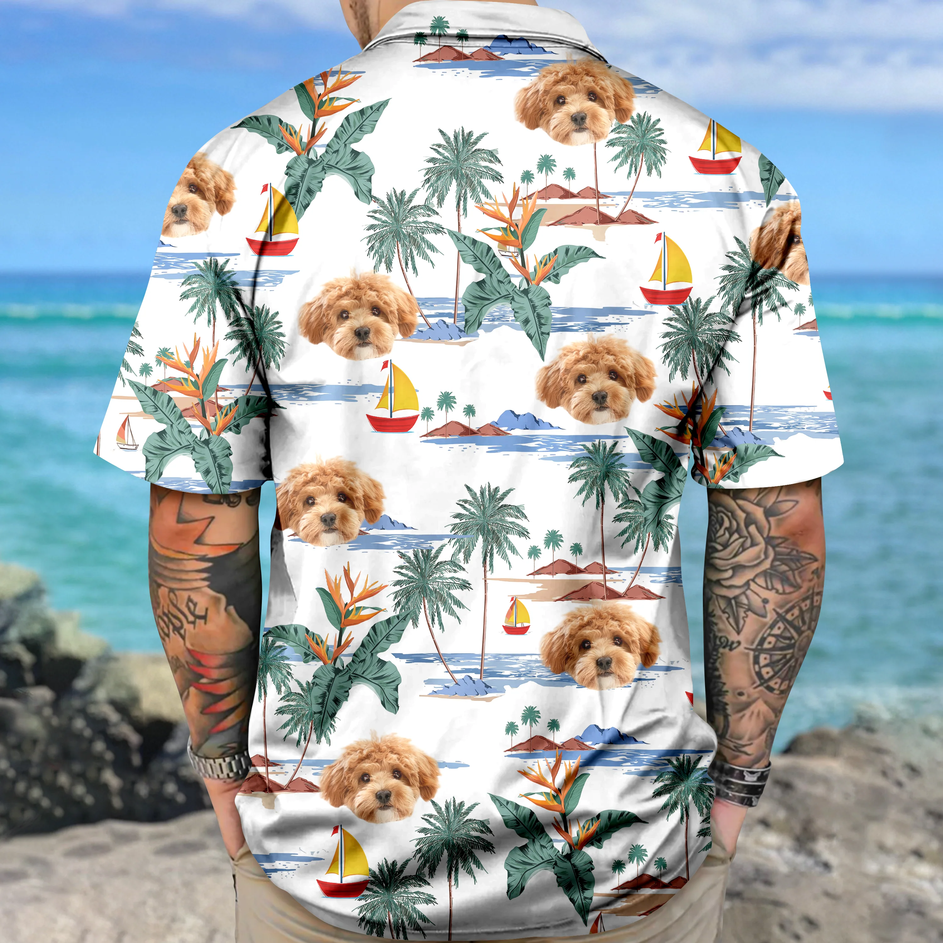 Custom Cute Dog Face Tropical Summer Vibe Hawaii Shirt LM32 893413 - Image 3