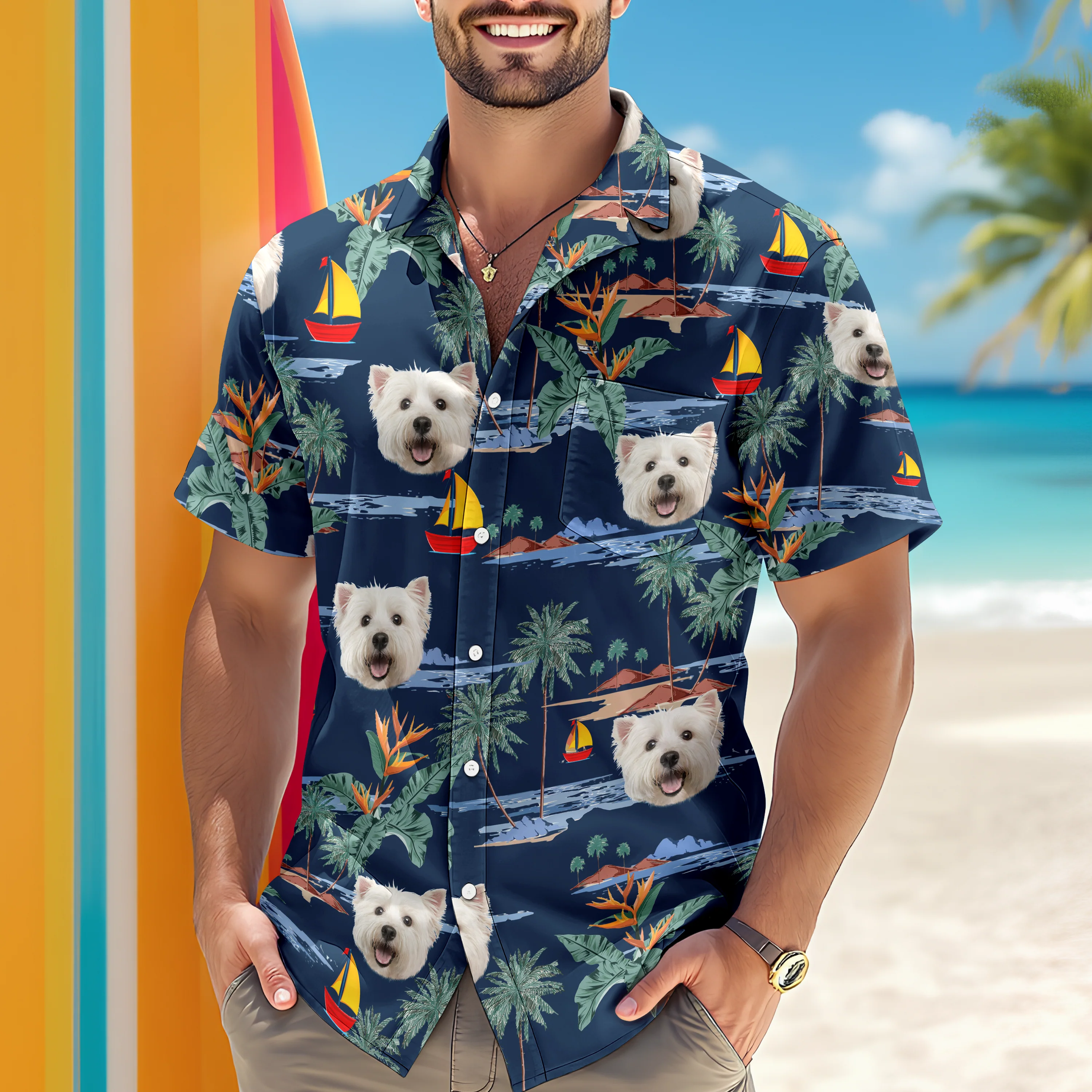 Custom Cute Dog Face Tropical Summer Vibe Hawaii Shirt LM32 893413 - Image 4