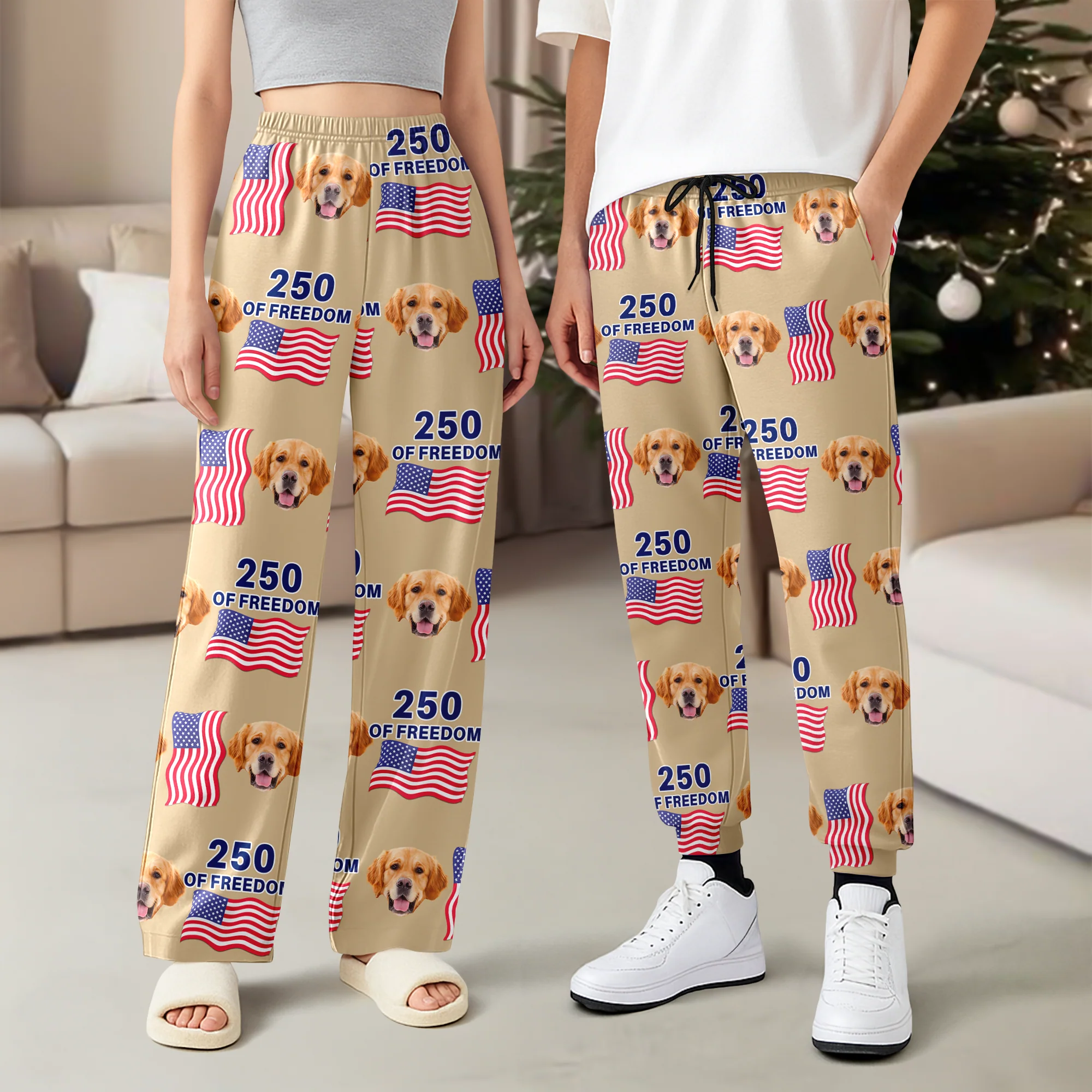 Custom Cute Dog Photo USA 250 Years Of Freedom Sweatpants LM32 895849 - Image 2