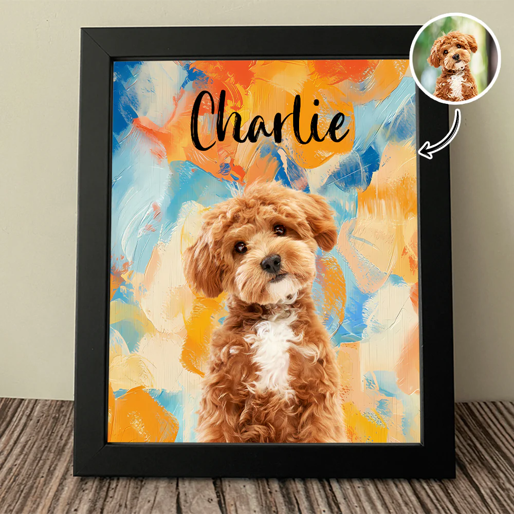 Custom Cute Dog Photo Colorful Background Picture Frame LM32 895127 - Image 2