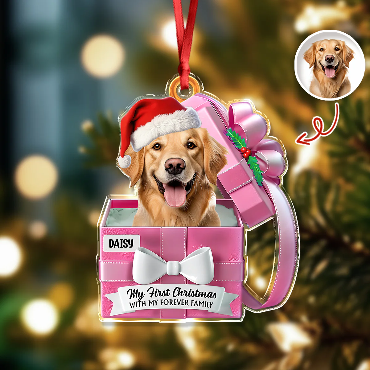 Custom Cute Dog Photo Gift Box From Your Buddy Acrylic Ornament LM32 893959 - Image 8
