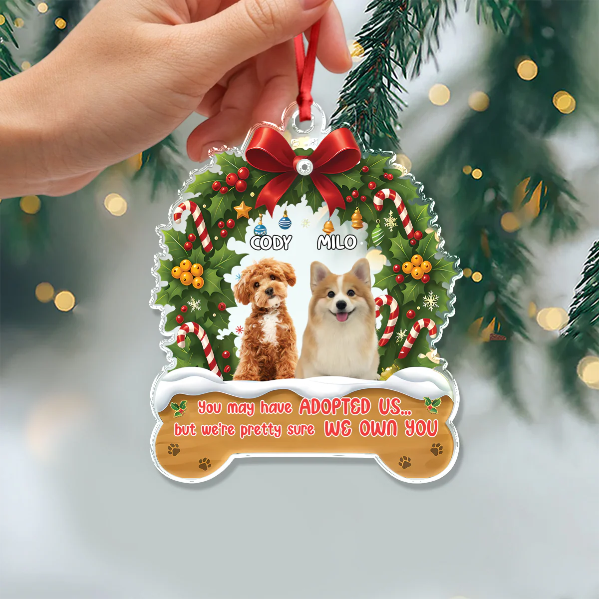 Custom Cute Dog Photo I Own You Christmas Acrylic Ornament LM32 895723