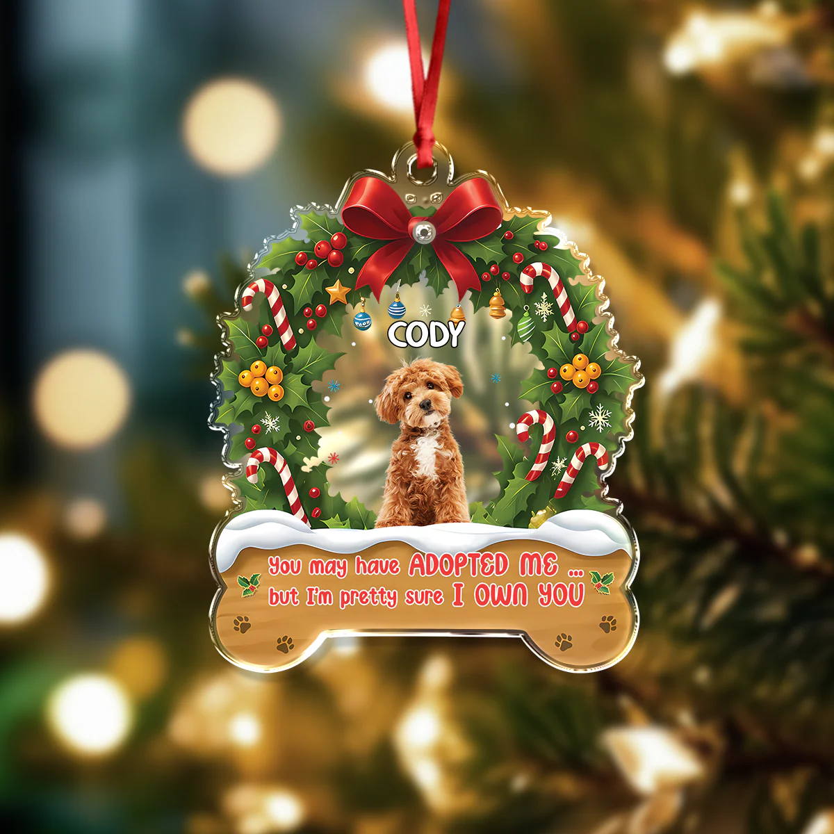 Custom Cute Dog Photo I Own You Christmas Acrylic Ornament LM32 895723 - Image 4