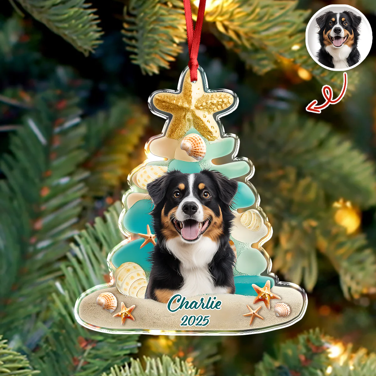 Custom Cute Dog Photo Sea Glass Christmas Acrylic Ornament For Dog Lovers LM32 895997 - Image 3