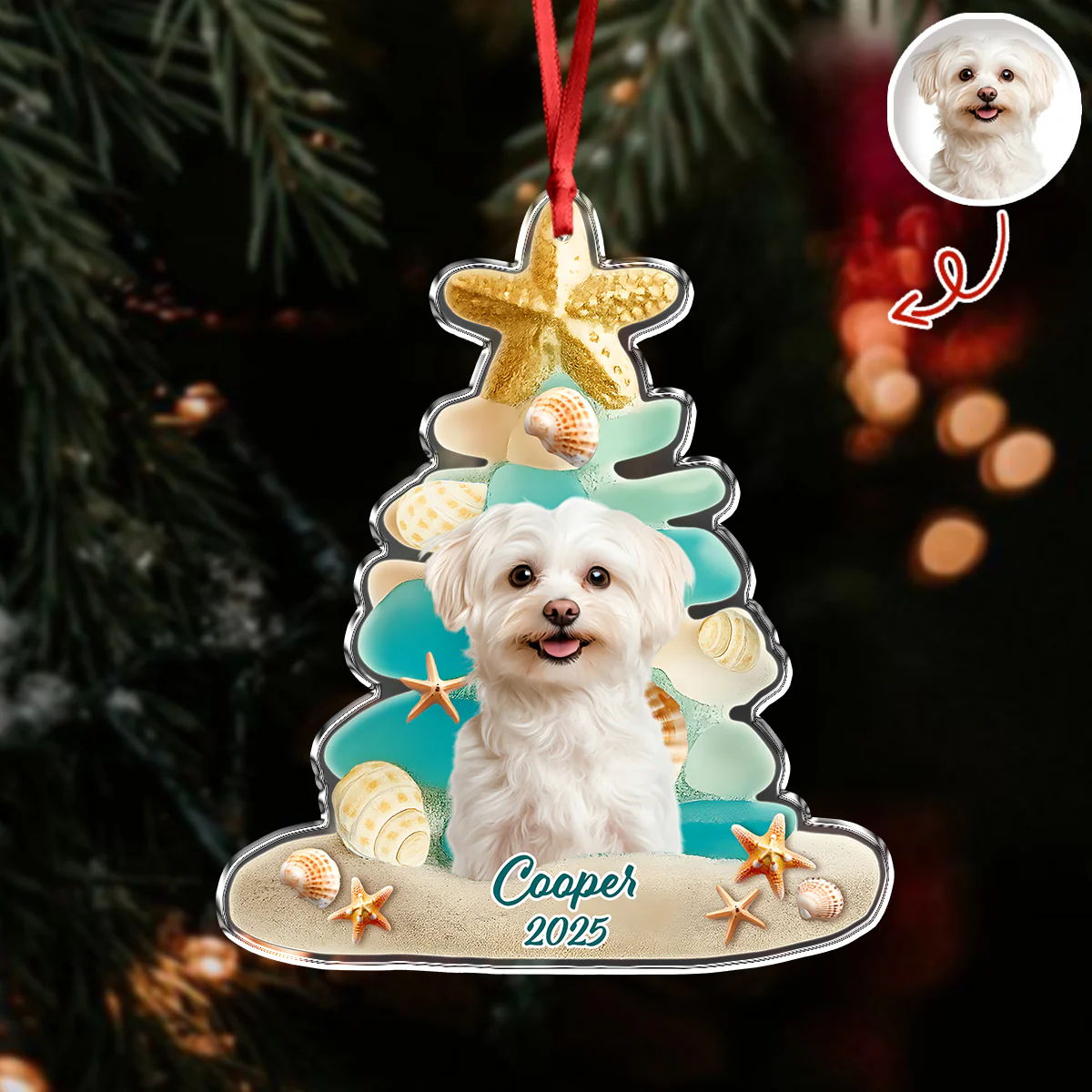 Custom Cute Dog Photo Sea Glass Christmas Acrylic Ornament For Dog Lovers LM32 895997 - Image 4