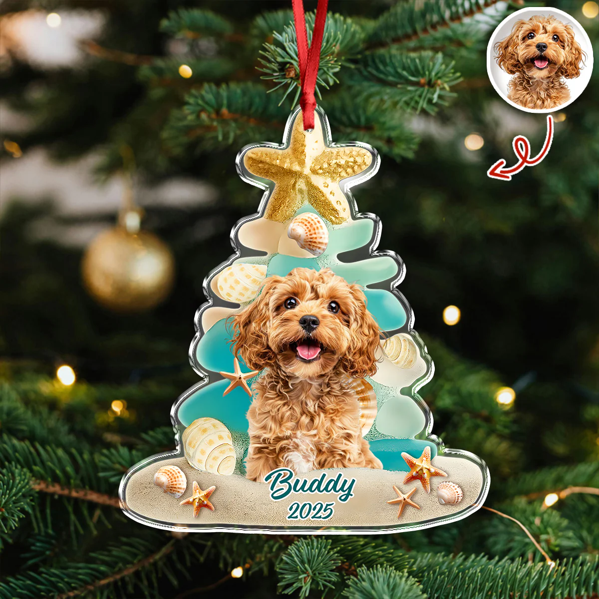 Custom Cute Dog Photo Sea Glass Christmas Acrylic Ornament For Dog Lovers LM32 895997 - Image 5