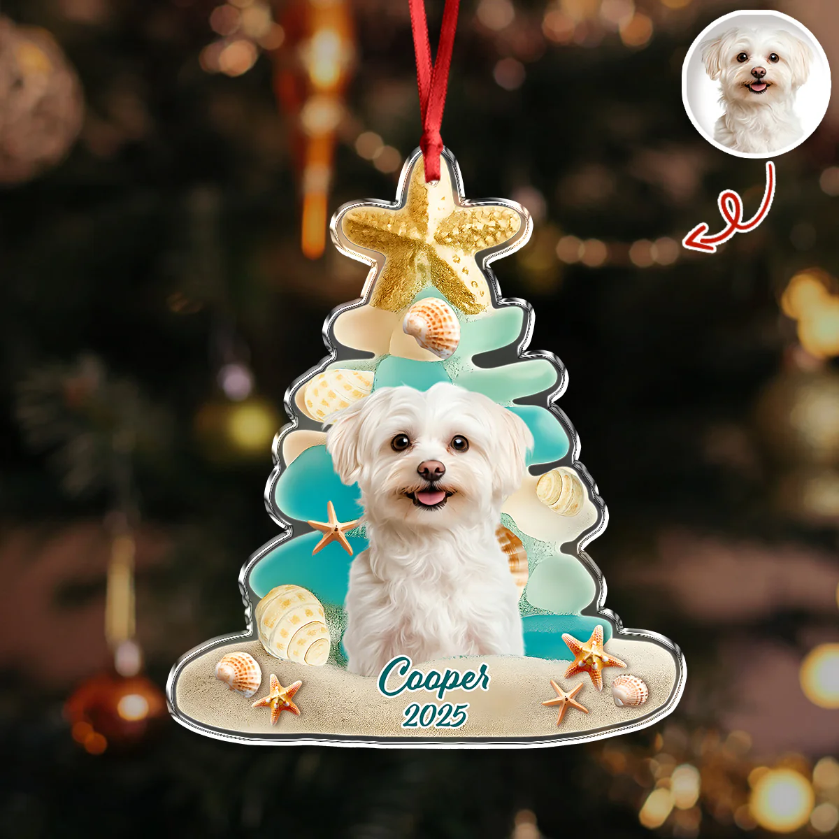 Custom Cute Dog Photo Sea Glass Christmas Acrylic Ornament For Dog Lovers LM32 895997 - Image 6