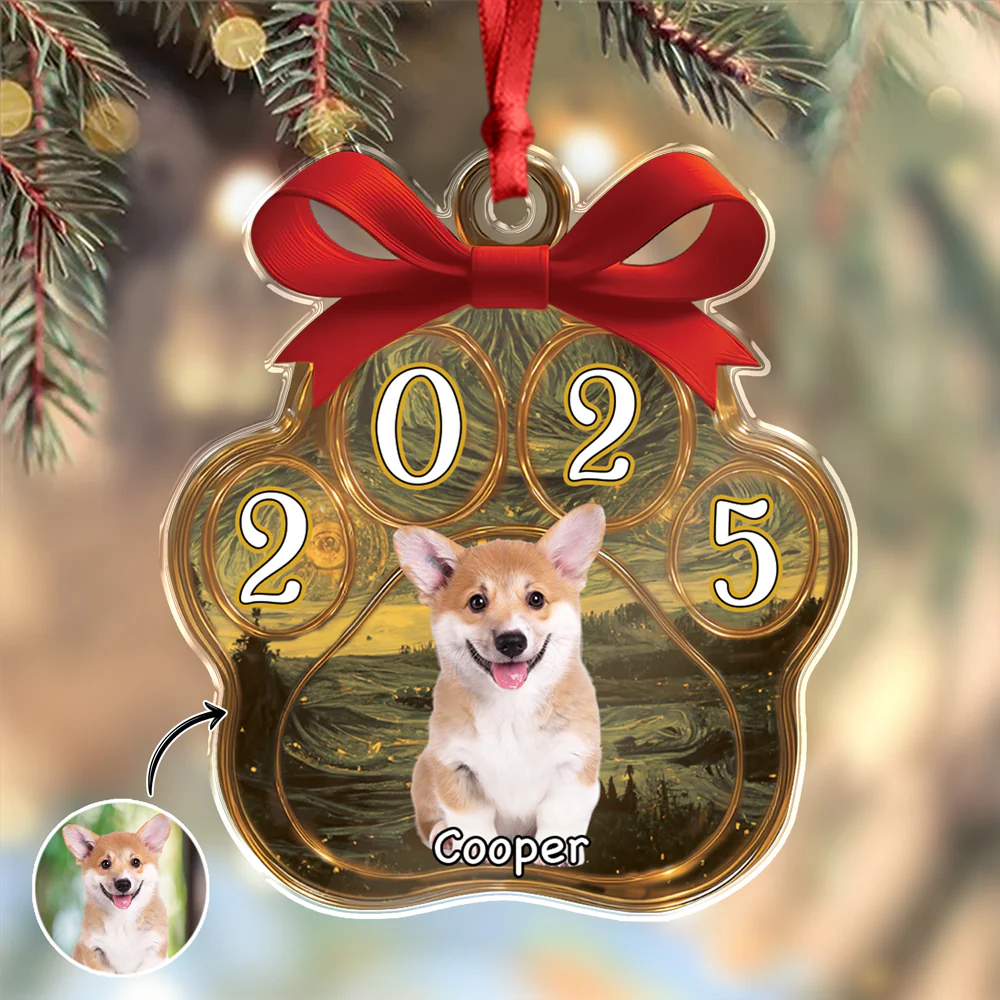 Custom Cute Dog Photo Van Gogh Christmas 2025 Acrylic Ornament LM32 895629 - Image 3