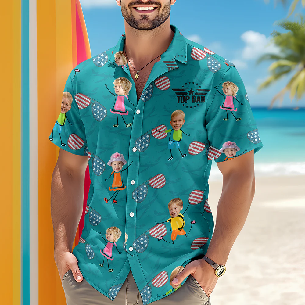Custom Cute Face Baby Dancing Proud Of Top Dad Summer Vibe Hawaii Shirt LM32 893435 - Image 2