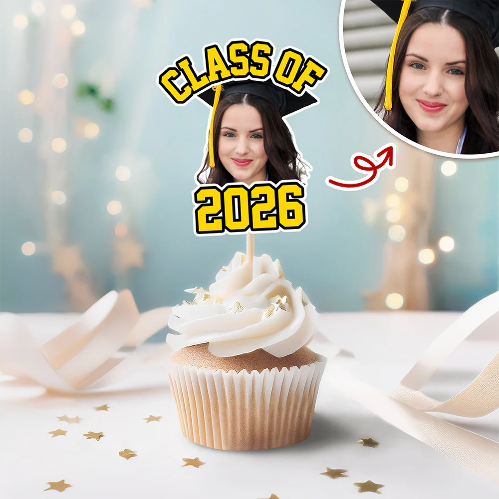 Custom Cute Face Class of 2026 Cupcake Toppers Graduation Party Favors LM32 899395 - Image 2