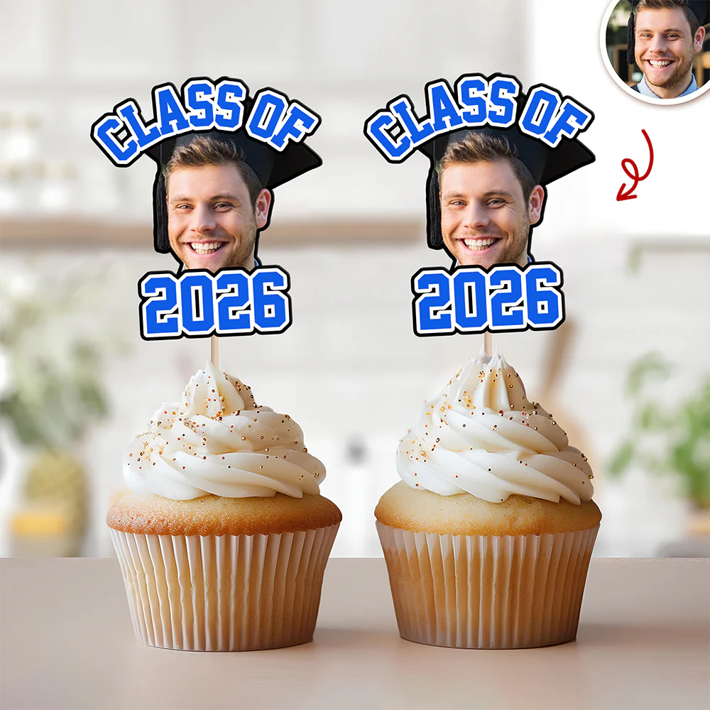 Custom Cute Face Class of 2026 Cupcake Toppers Graduation Party Favors LM32 899395 - Image 4
