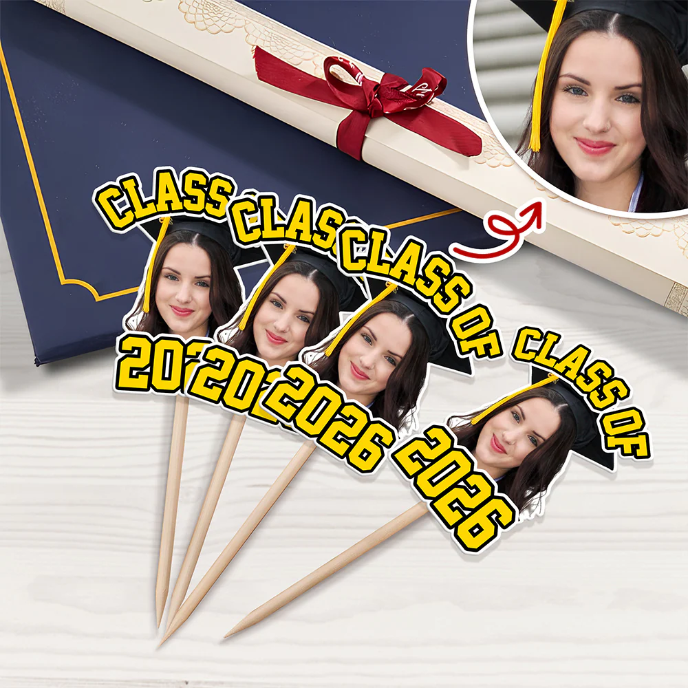 Custom Cute Face Class of 2026 Cupcake Toppers Graduation Party Favors LM32 899395 - Image 5