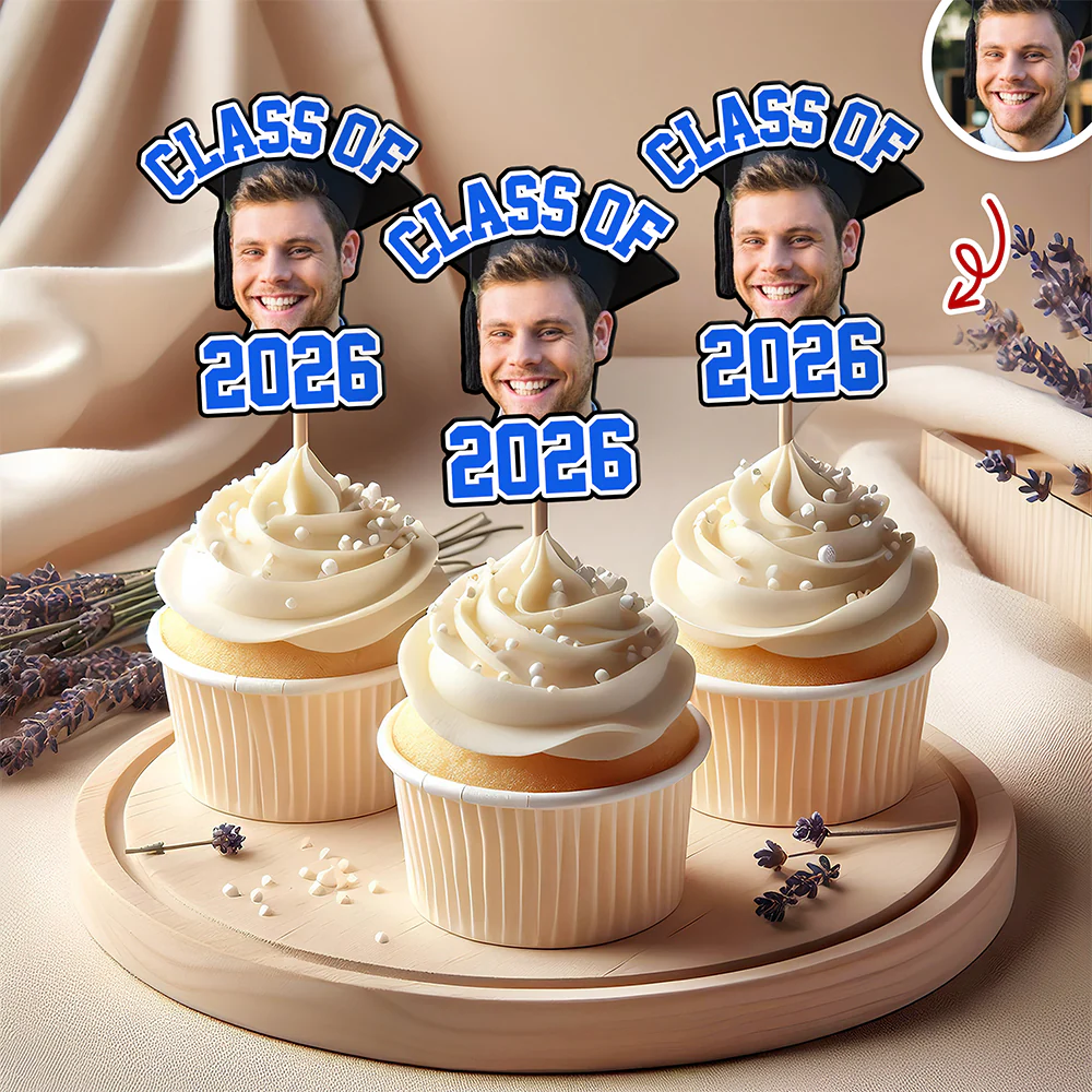 Custom Cute Face Class of 2026 Cupcake Toppers Graduation Party Favors LM32 899395 - Image 7