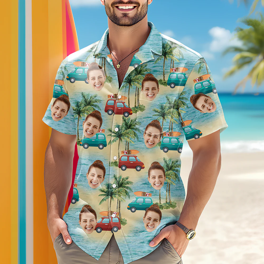 Custom Cute Face Island Vacation Summer Vibe Hawaiian Shirts LM32 893487 - Image 2