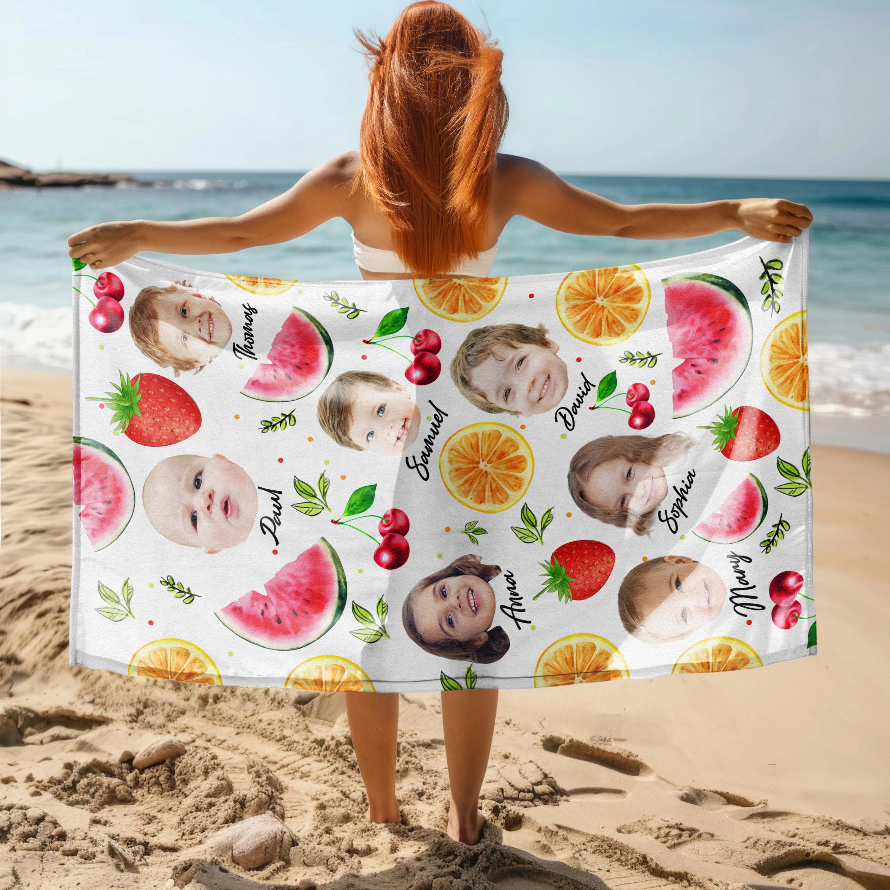 Custom Cute Face Watercolor Tropical Summery Beach Towels LM32 893449 - Image 2