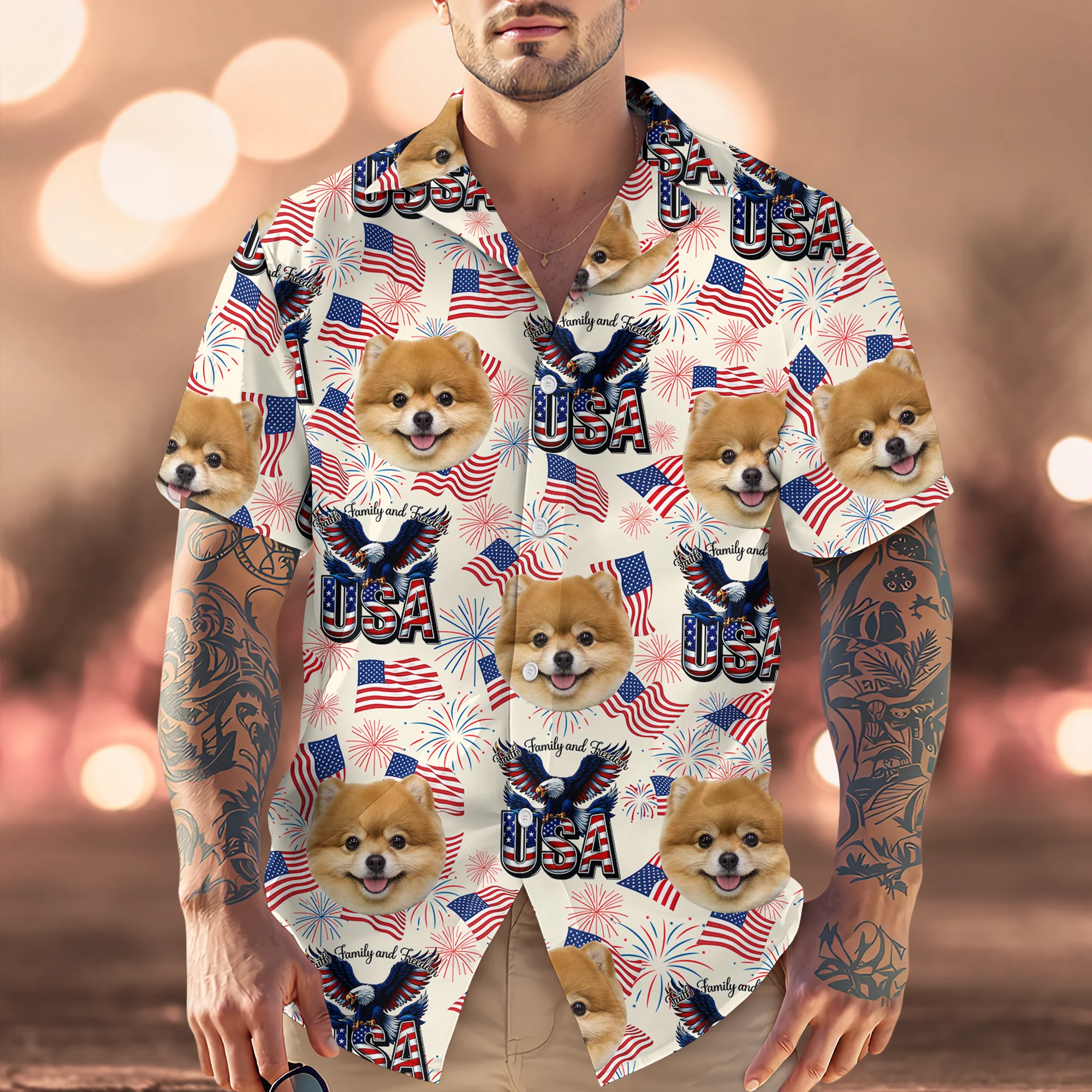 Custom Cute Photo 250 Years of America Freedom Family Hawaii Shirt LM32 897941 - Image 2