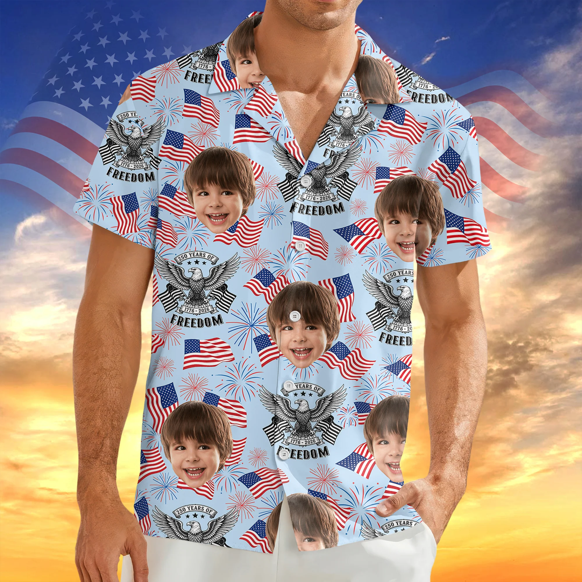 Custom Cute Photo 250 Years of America Freedom Family Hawaii Shirt LM32 897941 - Image 7