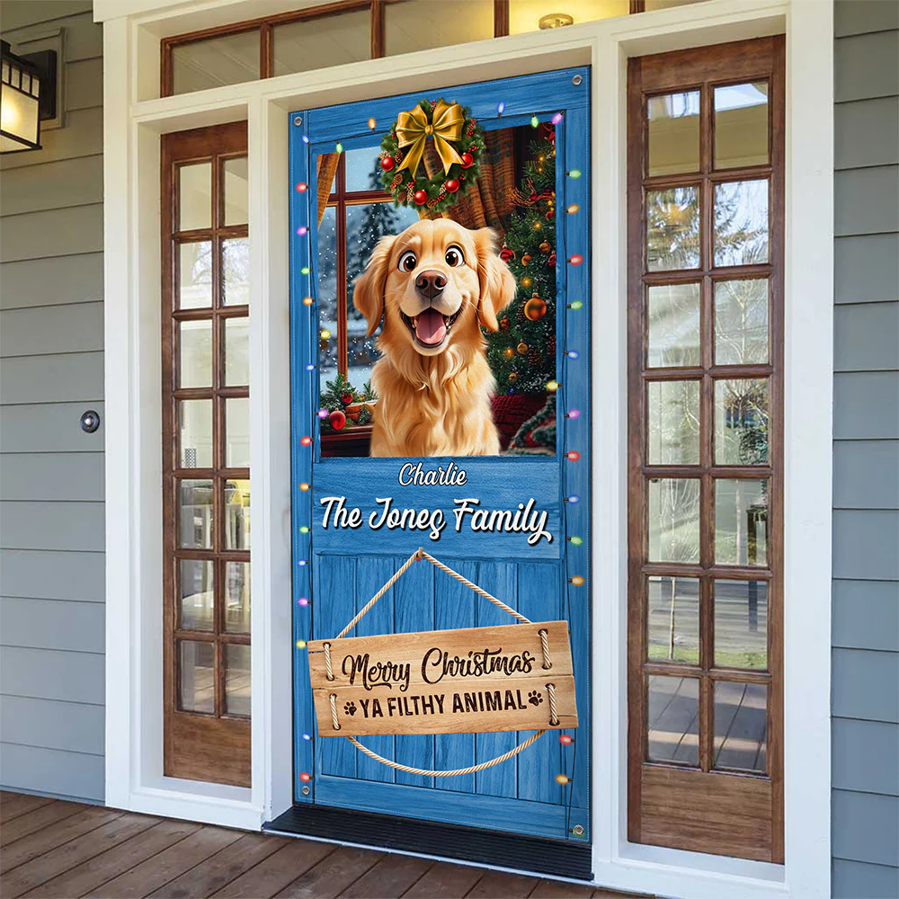 Custom Cute Photo Merry Christmas Ya Filthy Animal Door Cover LM32 897181 - Image 5