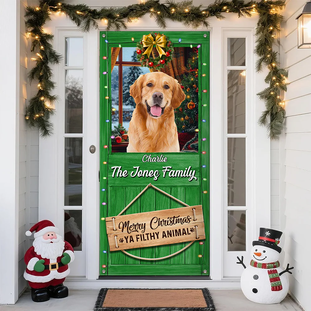 Custom Cute Photo Merry Christmas Ya Filthy Animal Door Cover LM32 897181 - Image 6