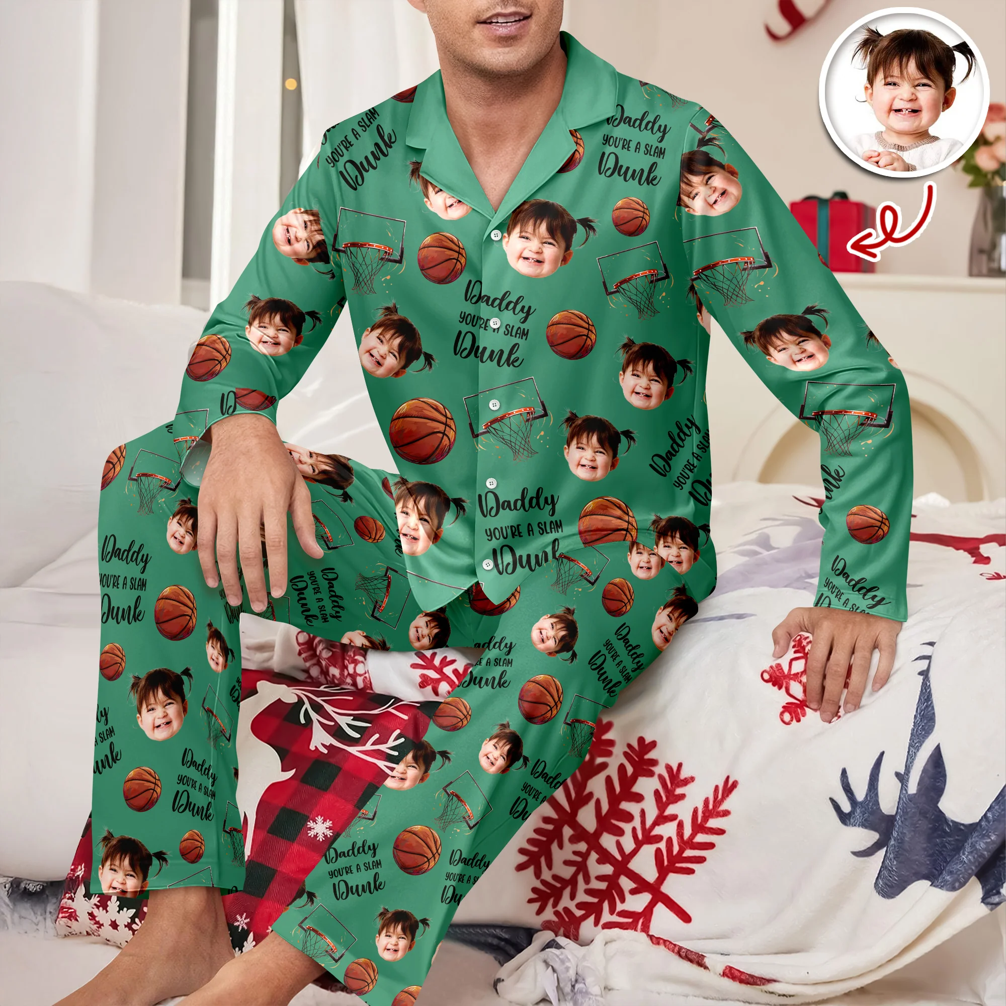 Custom Cute Photo You're A Slam Dunk, Dad Pajamas LM32 895689 - Image 2
