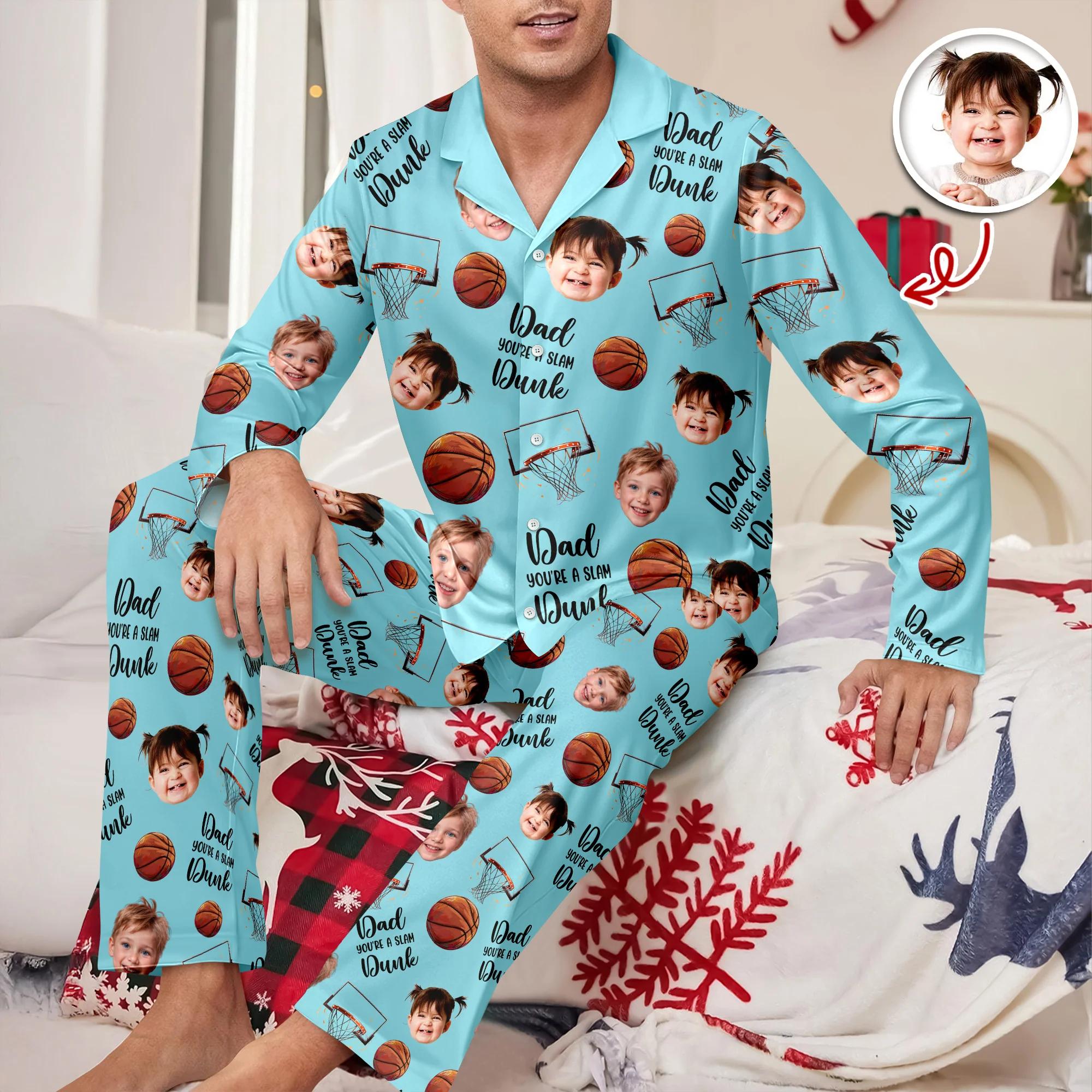 Custom Cute Photo You're A Slam Dunk, Dad Pajamas LM32 895689 - Image 6