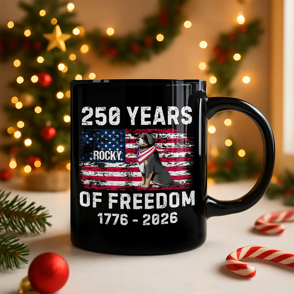 Custom Dog 250 Years of America Freedom Black Mug For Dog Lovers LM32 895317 - Image 2
