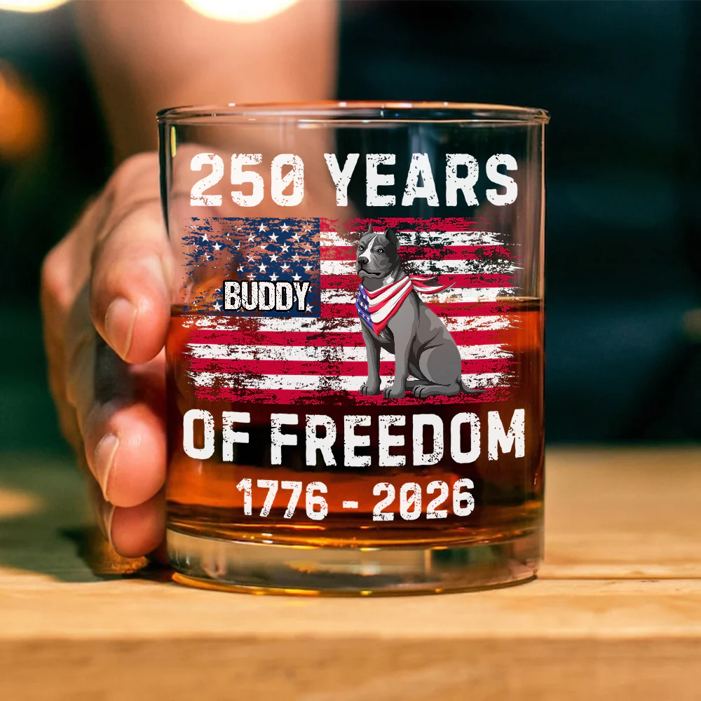 Custom Dog 250 Years of America Freedom Whiskey Glass For Dog Lovers LM32 895319 - Image 4
