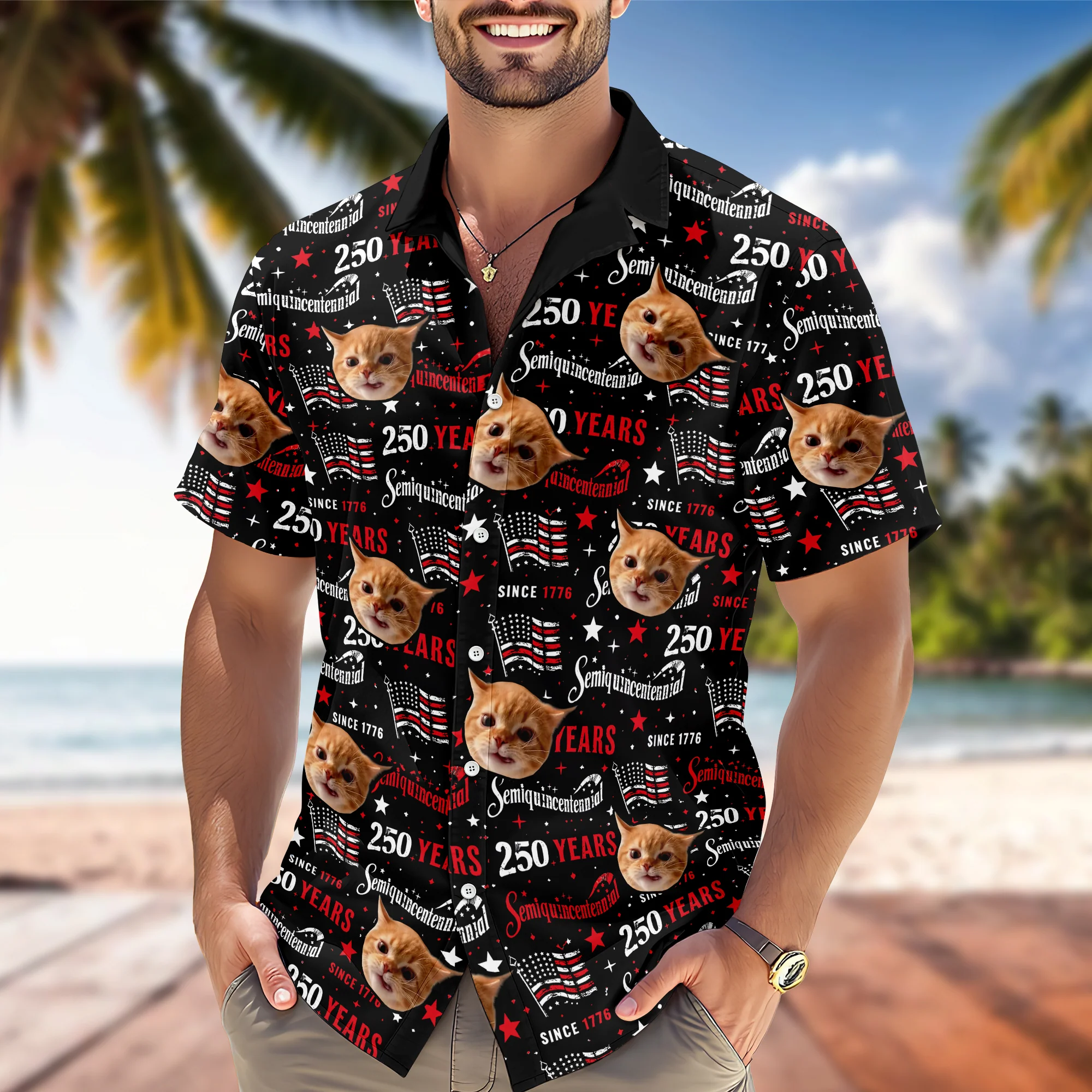 Custom Dog Cat Photo 250 Years of America Semiquincentennial Hawaii Shirt LM32 899507 - Image 3