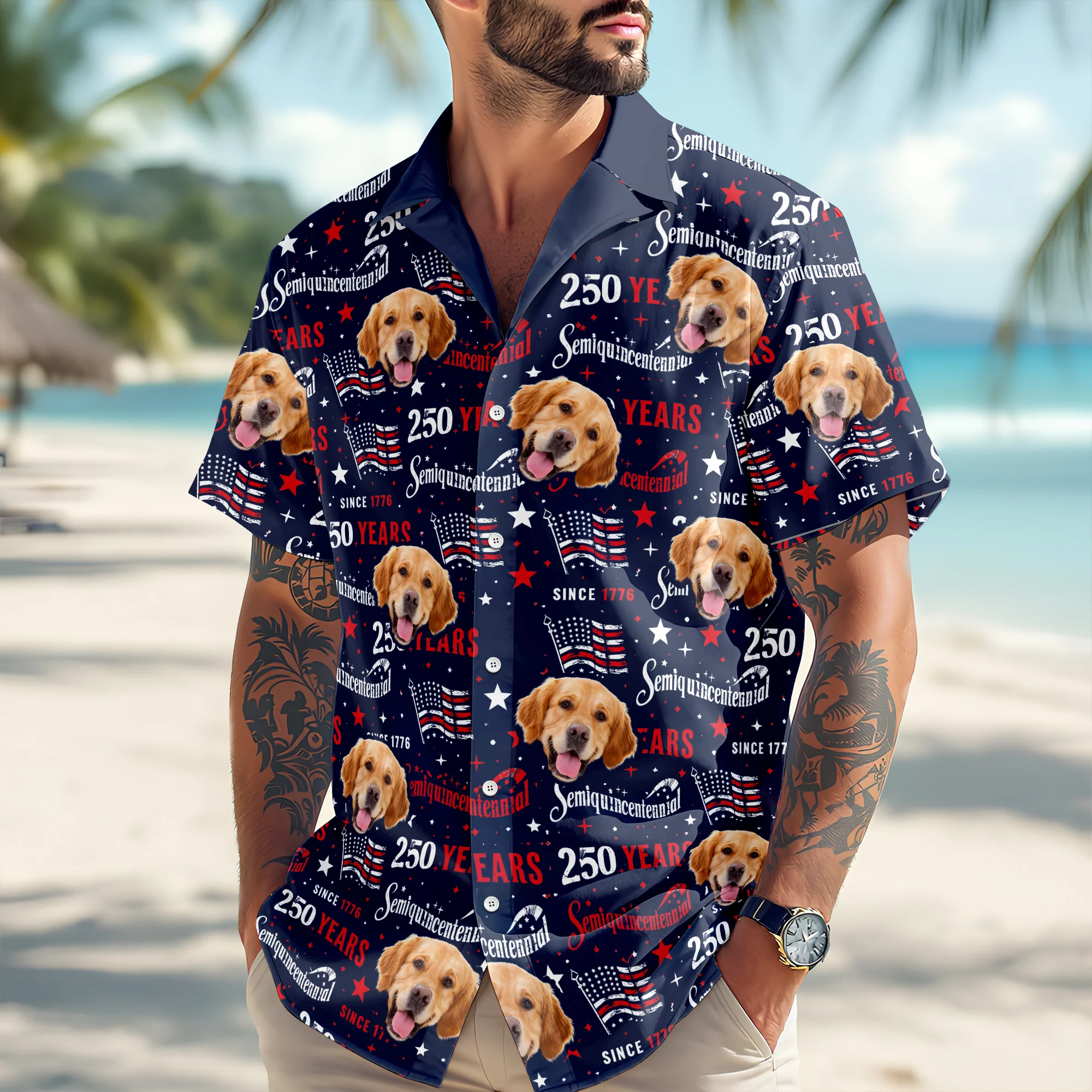 Custom Dog Cat Photo 250 Years of America Semiquincentennial Hawaii Shirt LM32 899507 - Image 5