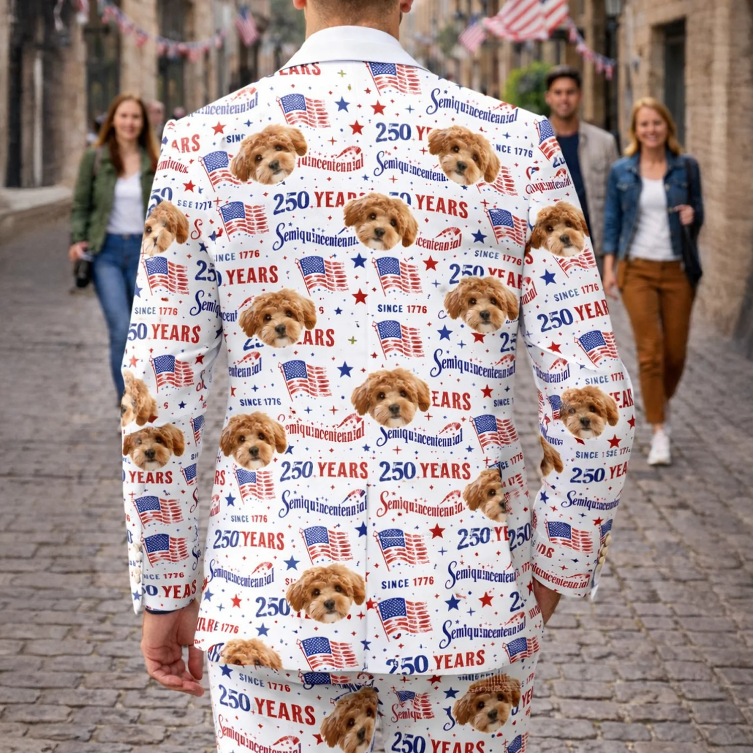 Custom Dog Cat Photo 250 Years of America Semiquincentennial Men's Suit LM32 899505 - Image 3