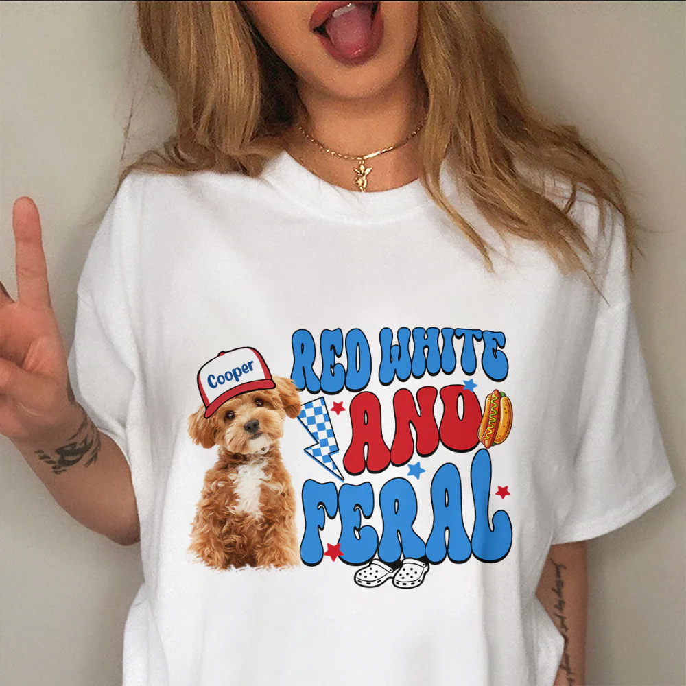 Custom Dog Cat Photo Red White And Feral Independence Day Bright Shirt LM32 893655 - Image 5