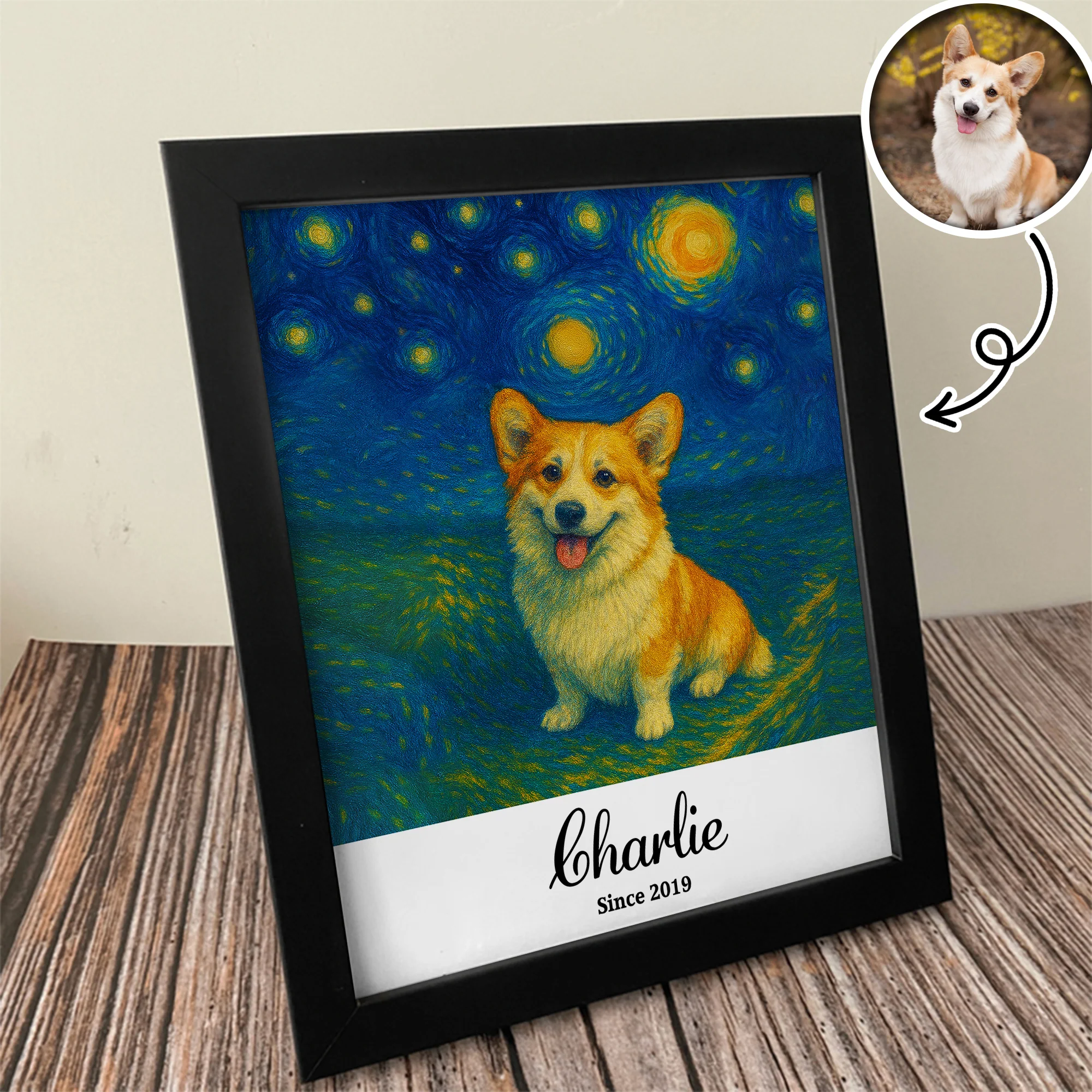 Custom Dog Cat Photo Van Gogh Art Unique Picture Frame LM32 893929 - Image 2