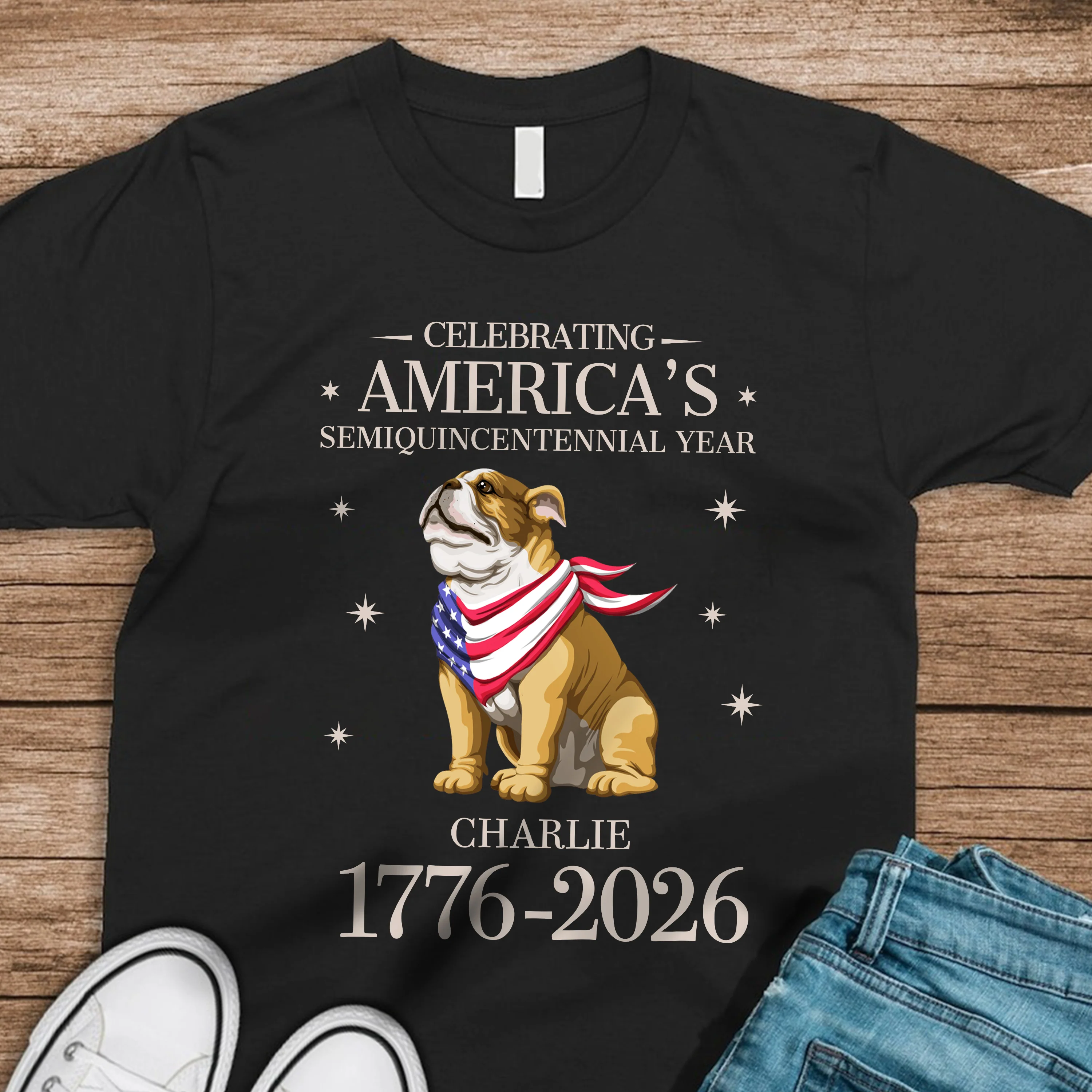Custom Dog Celebrating America's Semiquincentennial Year Dark Shirt LM32 895165 - Image 5