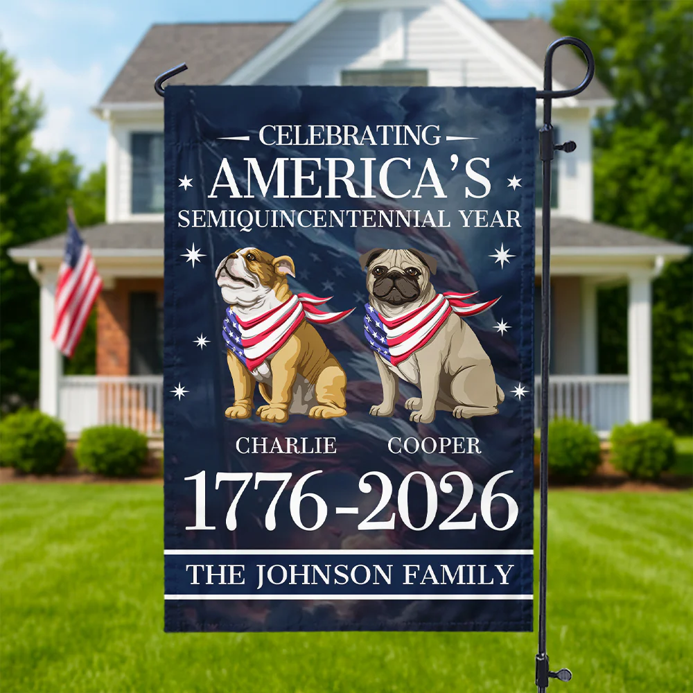 Custom Dog Celebrating America's Semiquincentennial Year Garden Flag LM32 895173 - Image 2