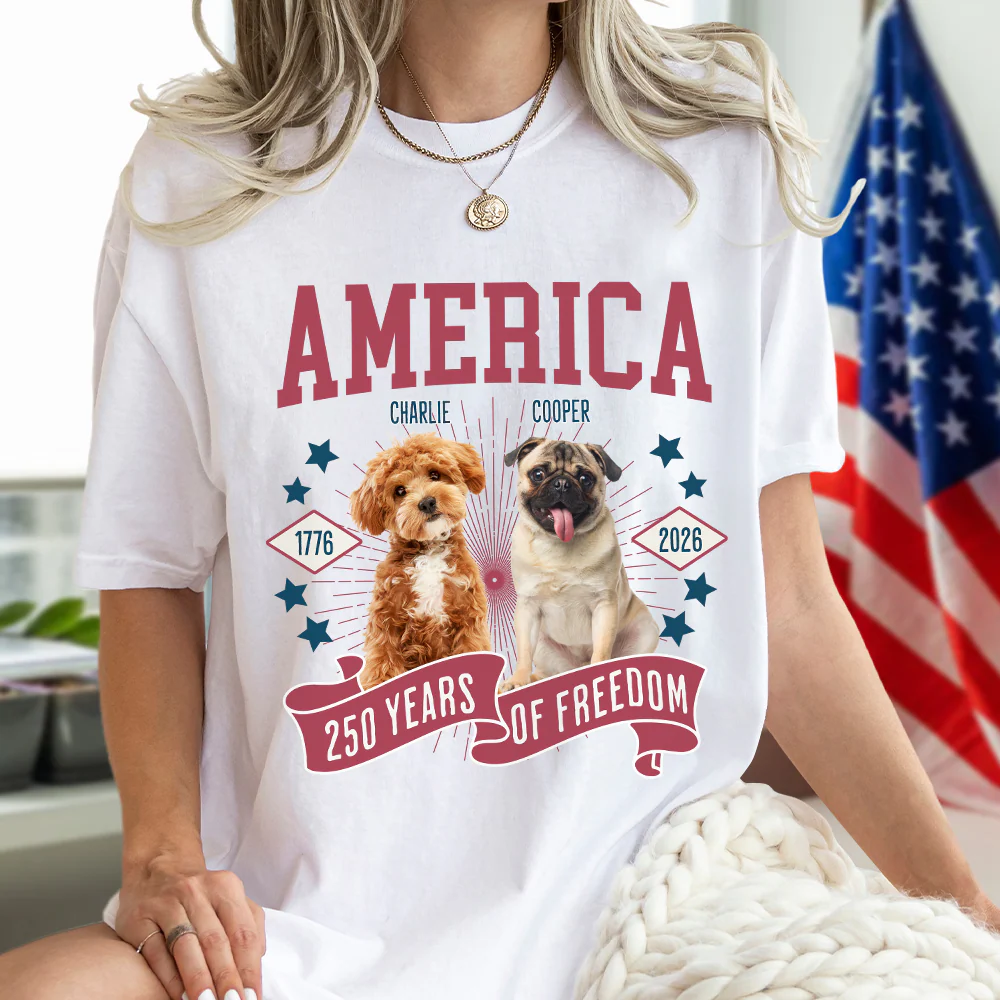 Custom Dog Photo America 250th Anniversary Eagle Bright Shirt LM32 895237 - Image 2