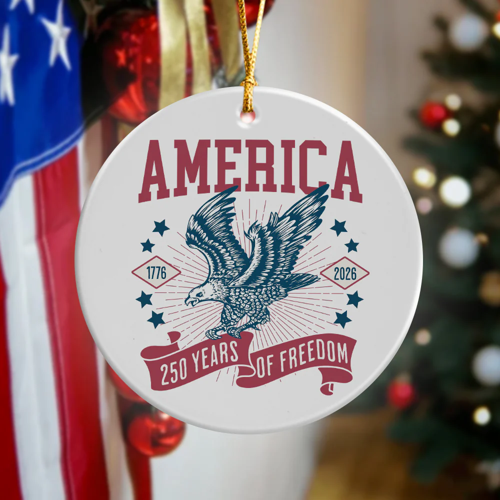 Custom Dog Photo America 250th Anniversary Eagle Ceramic Ornament LM32 895241 - Image 2