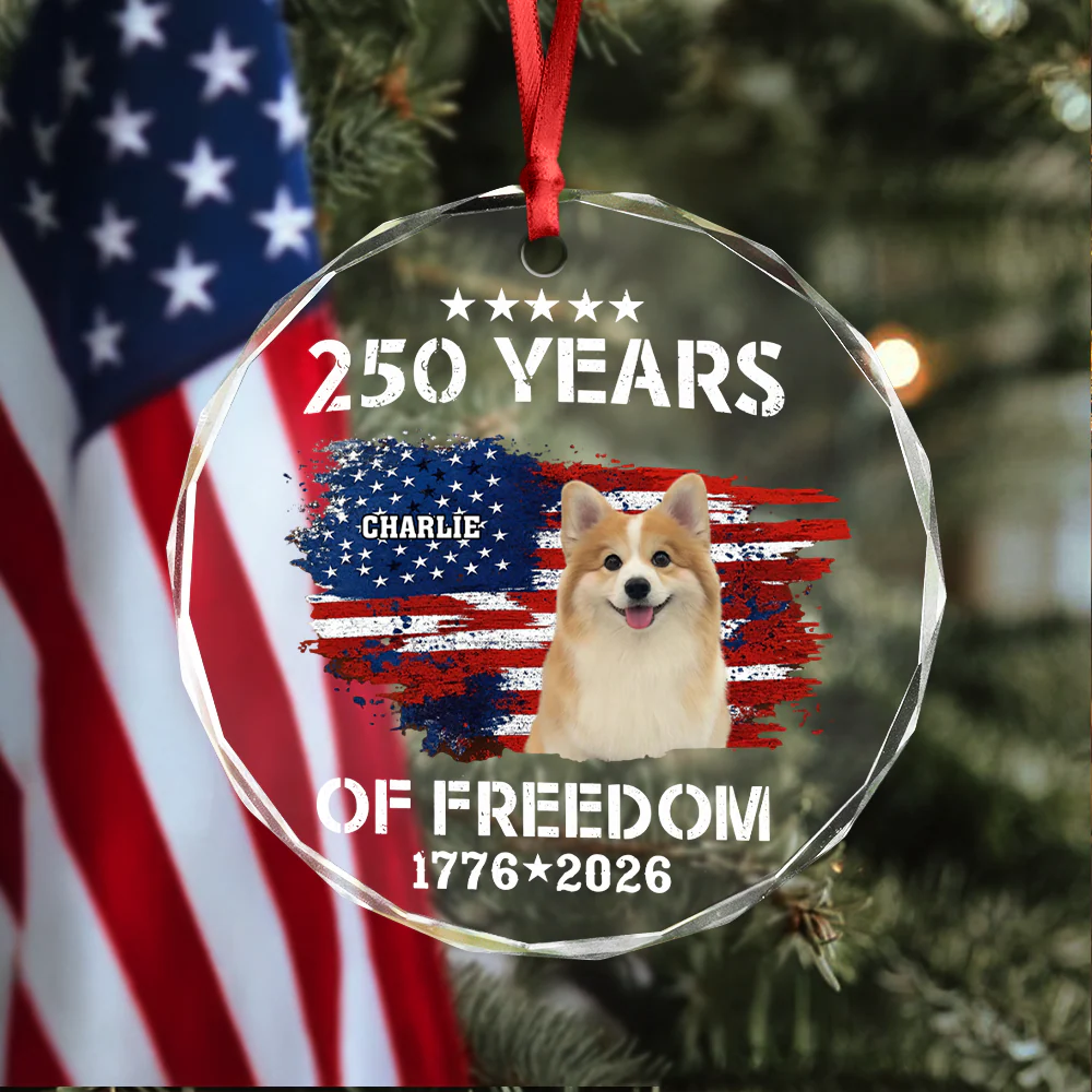 Custom Dog Photo American 250th Anniversary Glass Ornament LM32 895189 - Image 4