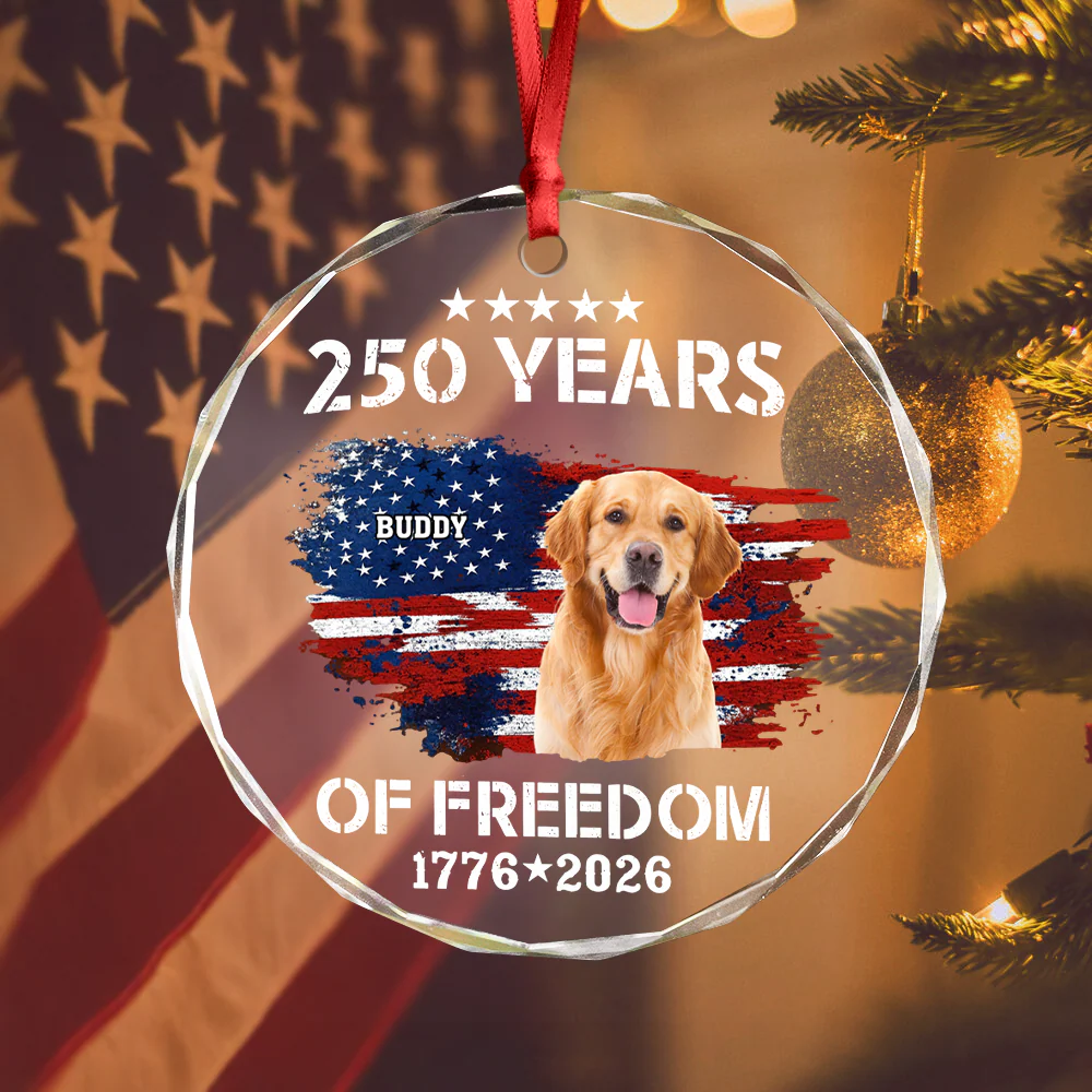 Custom Dog Photo American 250th Anniversary Glass Ornament LM32 895189 - Image 5