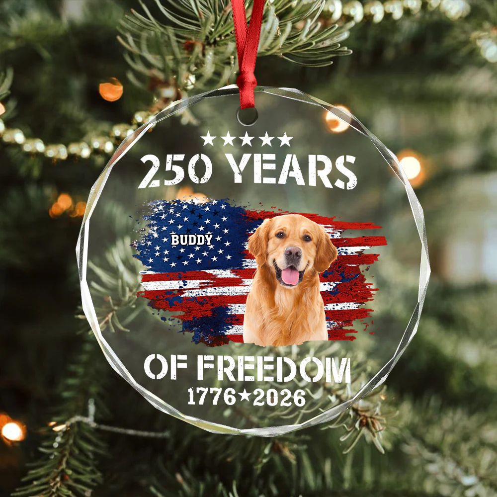 Custom Dog Photo American 250th Anniversary Glass Ornament LM32 895189 - Image 6