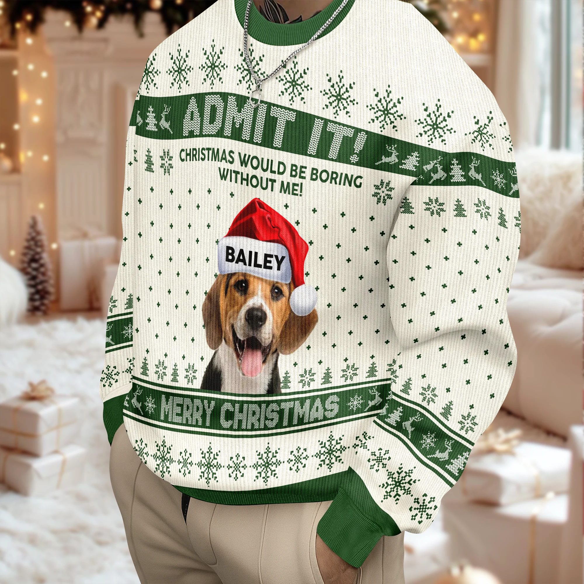 Custom Dog Photo Christmas Would Be Boring Without Me AOP Ugly Sweater LM32 895041 - Image 4