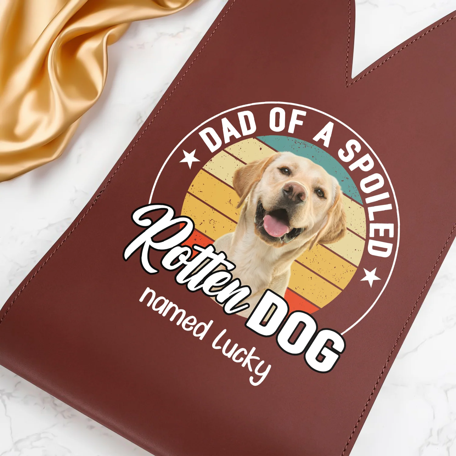 Custom Dog Photo Dad Of A Spoiled Rotten Dog Leather Wine Bag LM32 893879 - Image 6