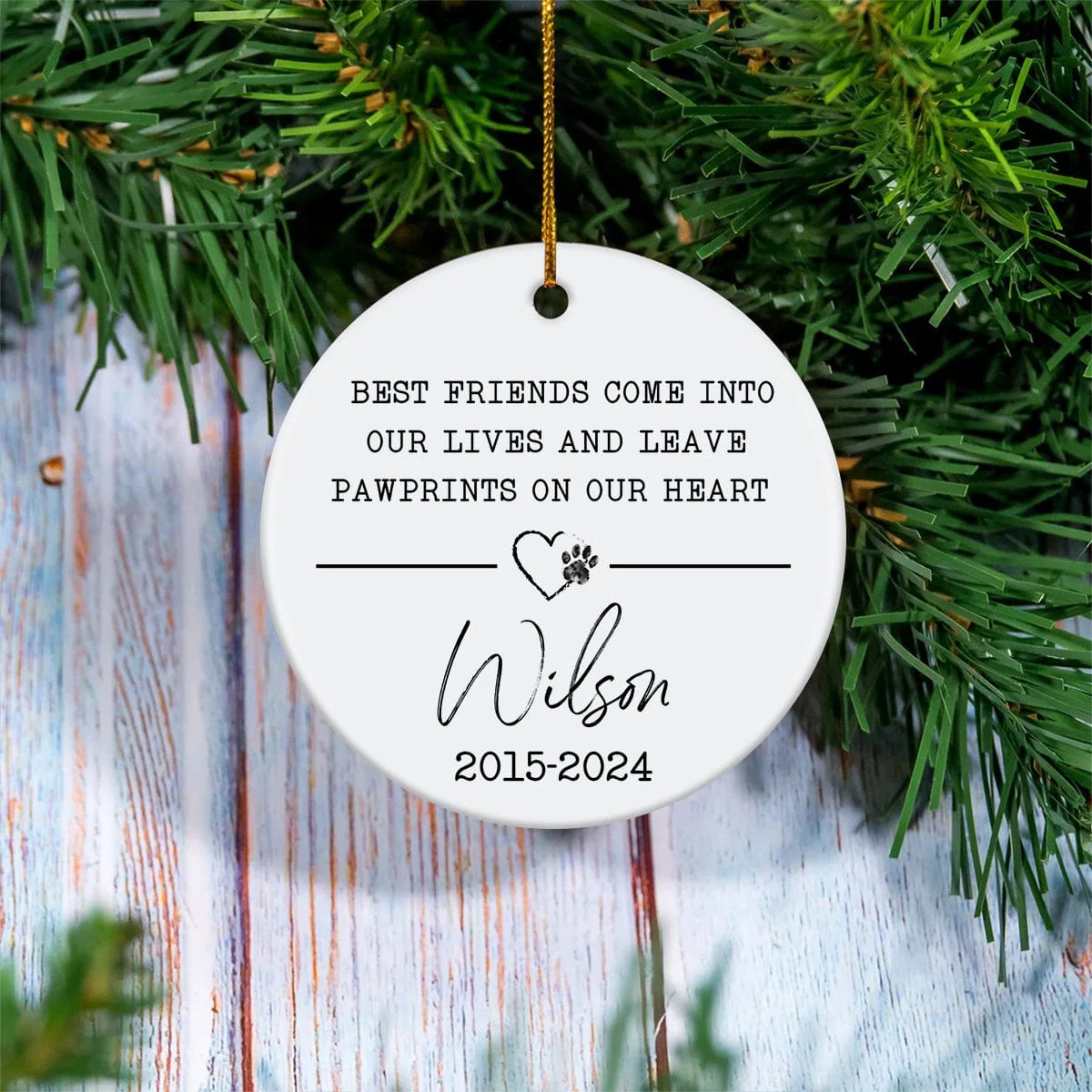 Custom Dog Photo Forever Loved Pet - 2 Sided Memorial Ceramic Ornament HA75 891897 - Image 4