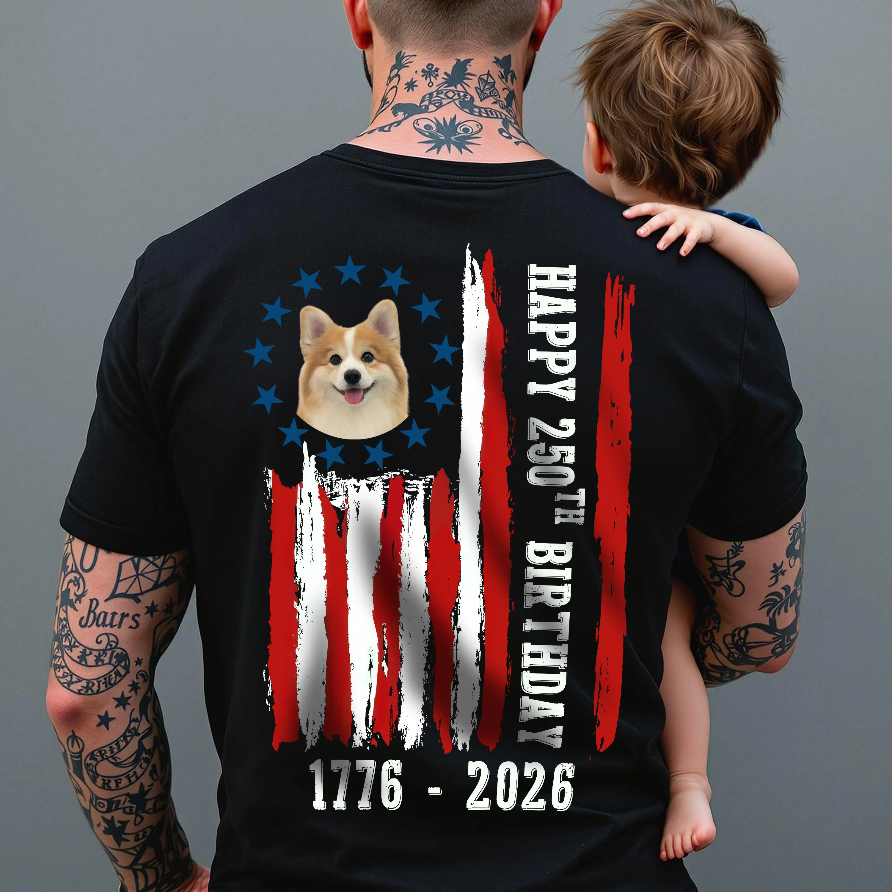 Custom Dog Photo Happy 250 Years Of Freedom Patriot Backside Shirt LM32 895217 - Image 5