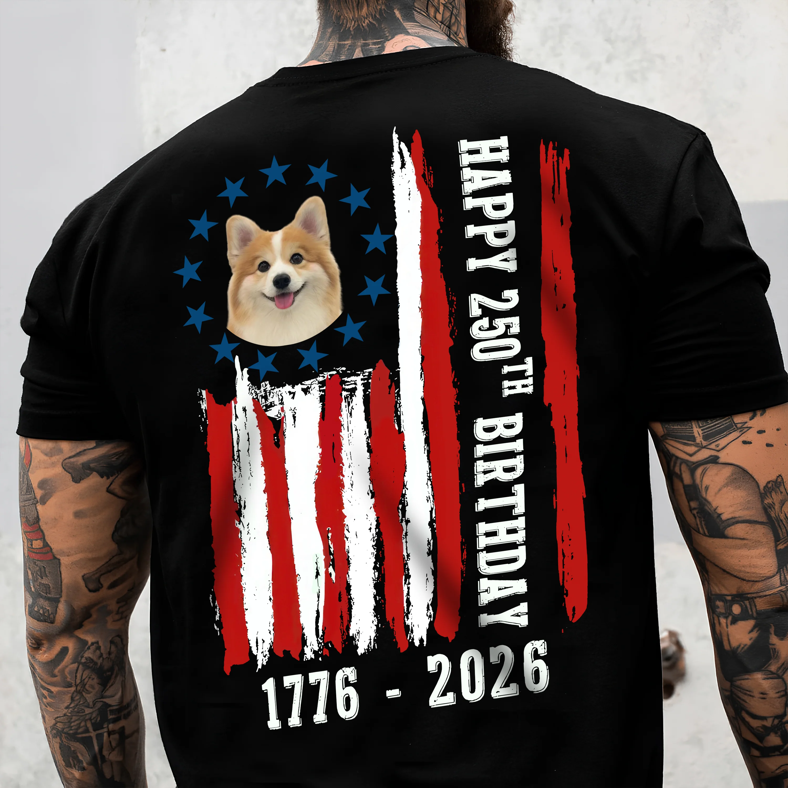 Custom Dog Photo Happy 250 Years Of Freedom Patriot Backside Shirt LM32 895217 - Image 9